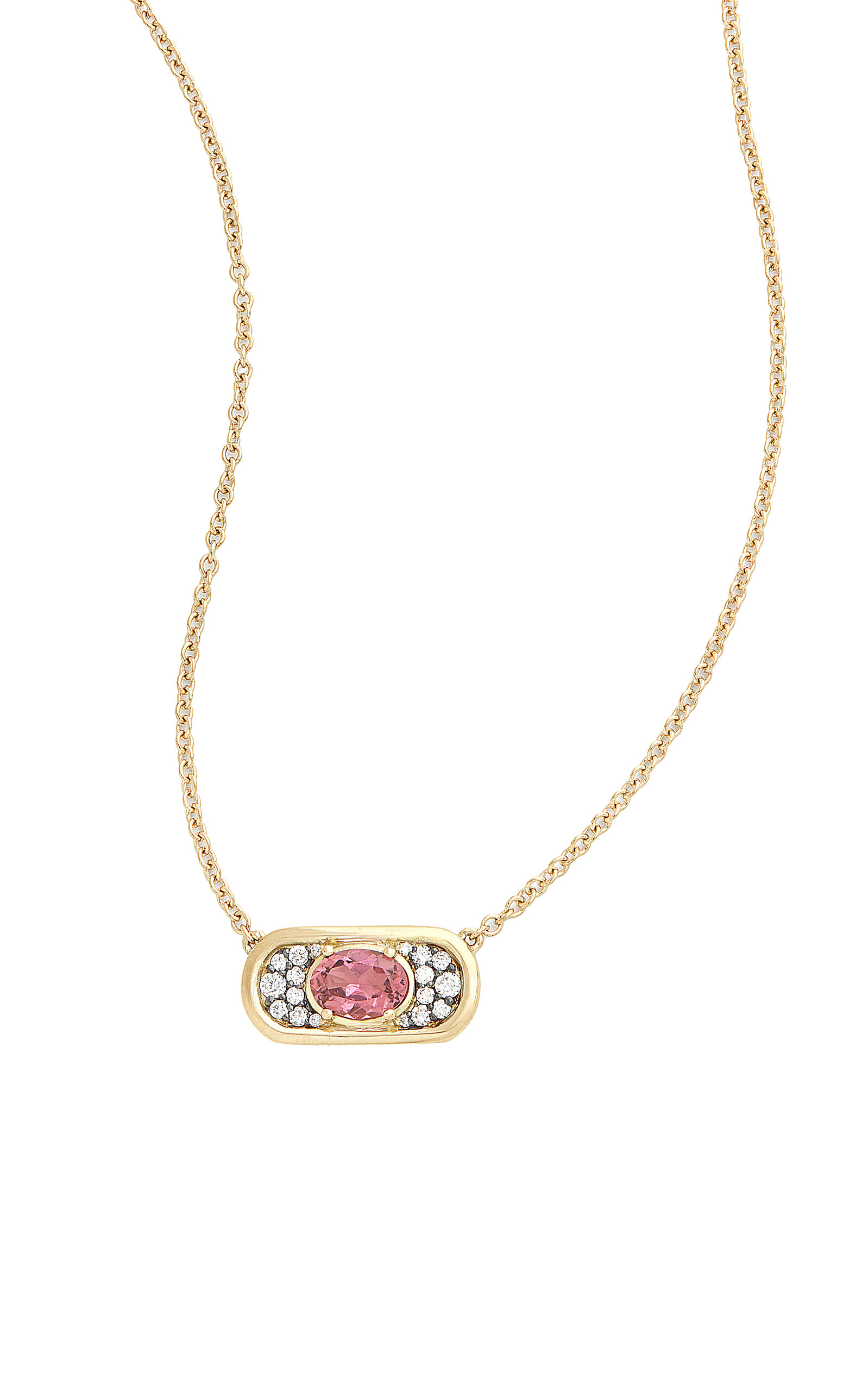 18K Yellow Gold Diamond And Tourmaline Necklace