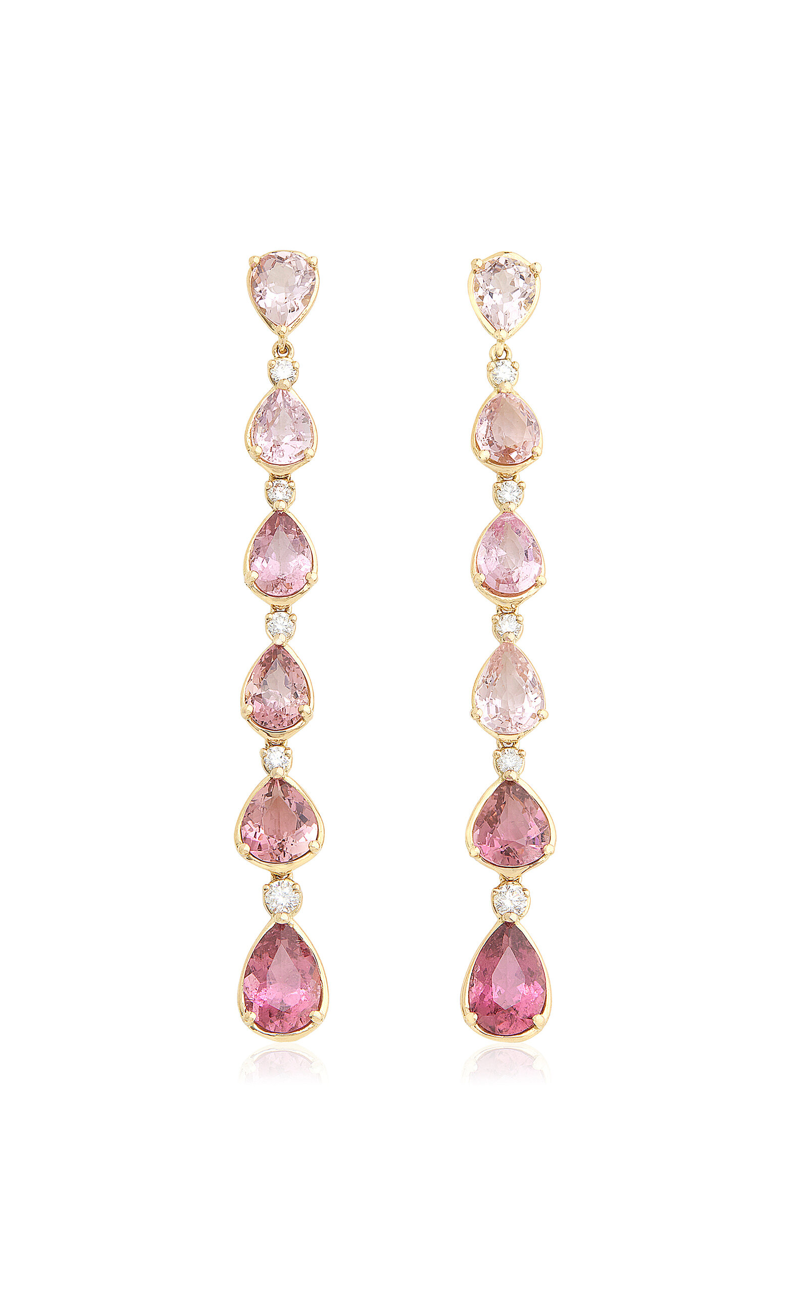 OmbrÃ© 18K Yellow Gold Diamond And Tourmaline Earrings