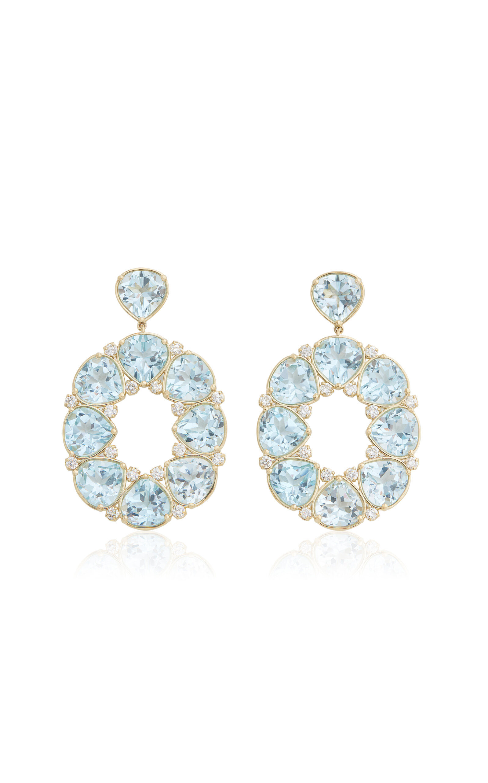 18K Yellow Gold Diamond And Topaz Earrings