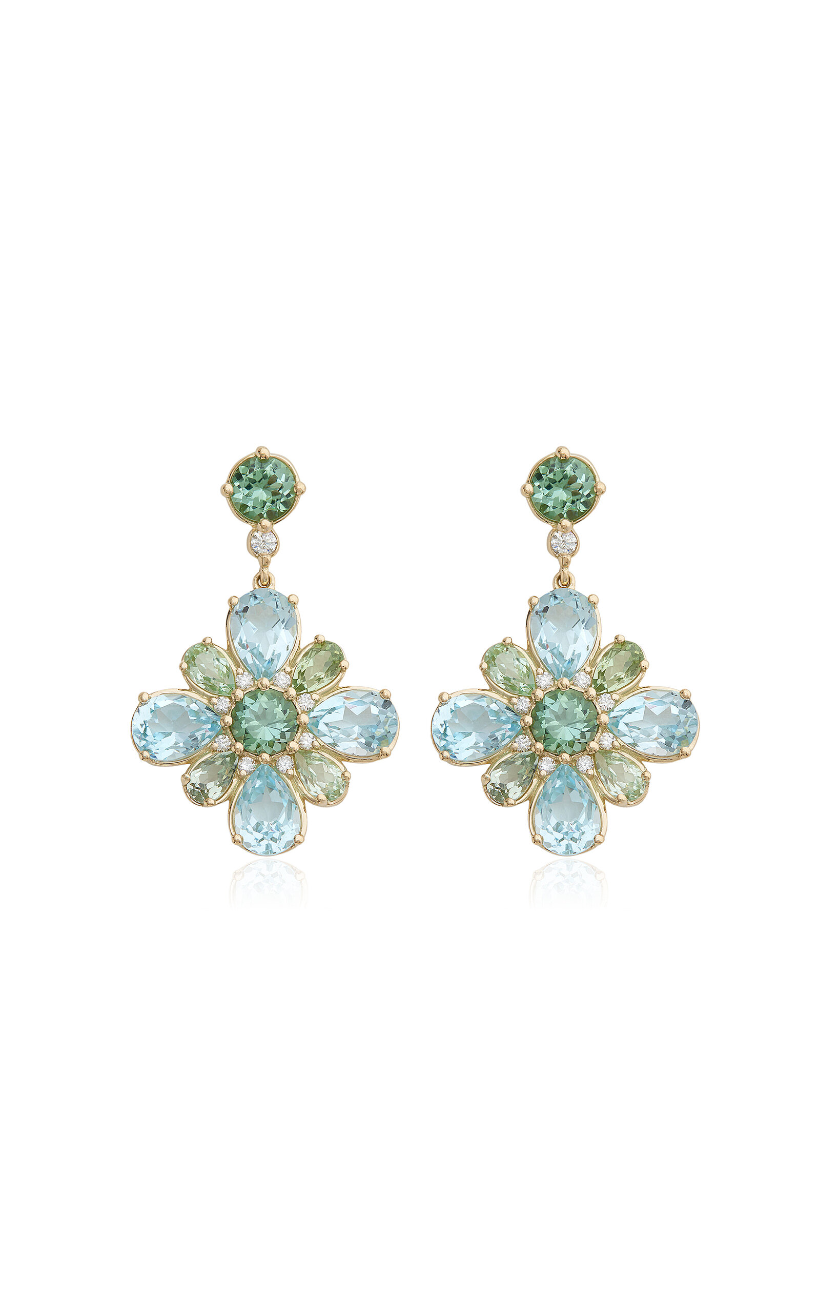 18K Yellow Gold Multi-Stone Earrings