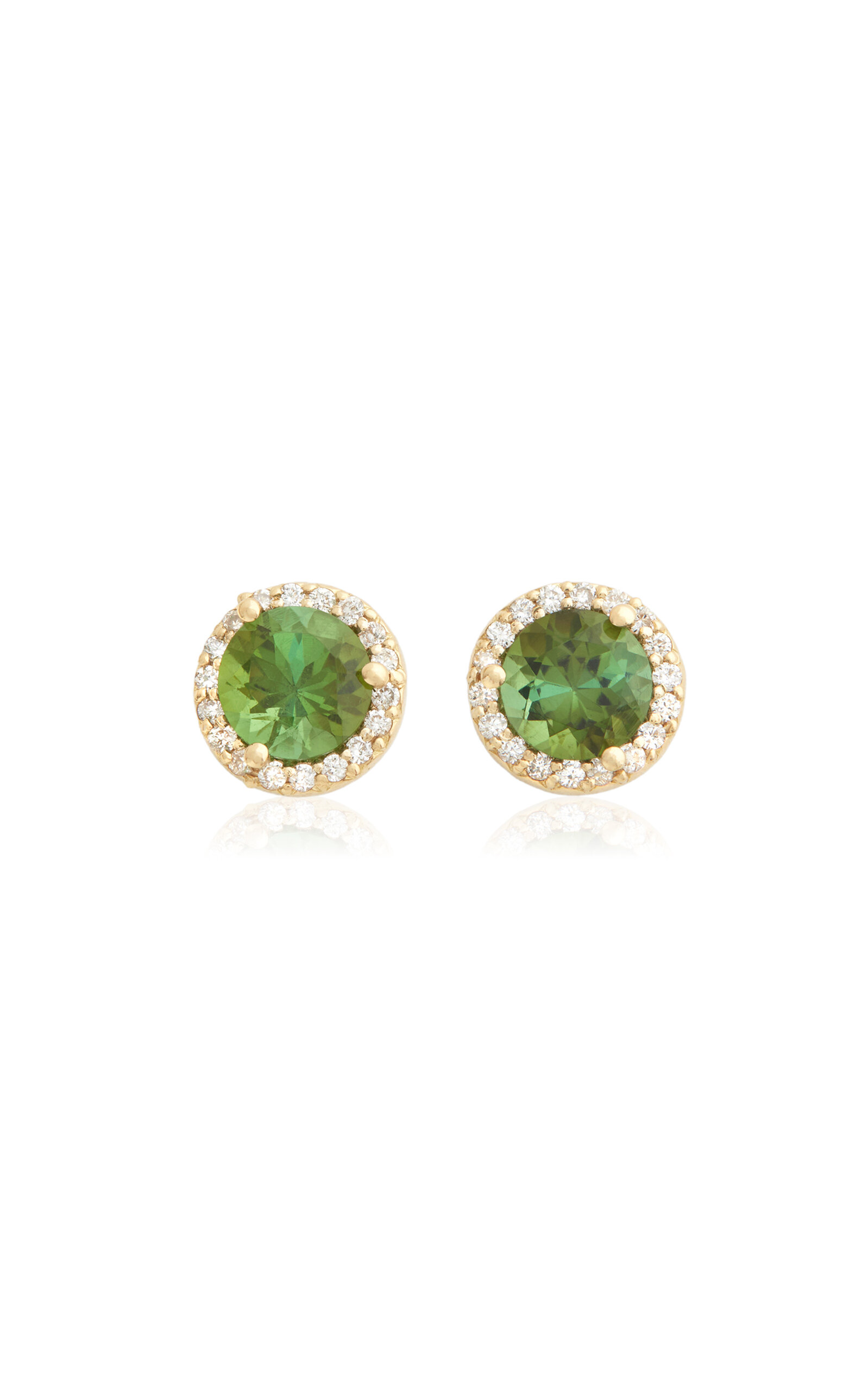 18K Yellow Gold; Diamond And Tourmaline Earrings