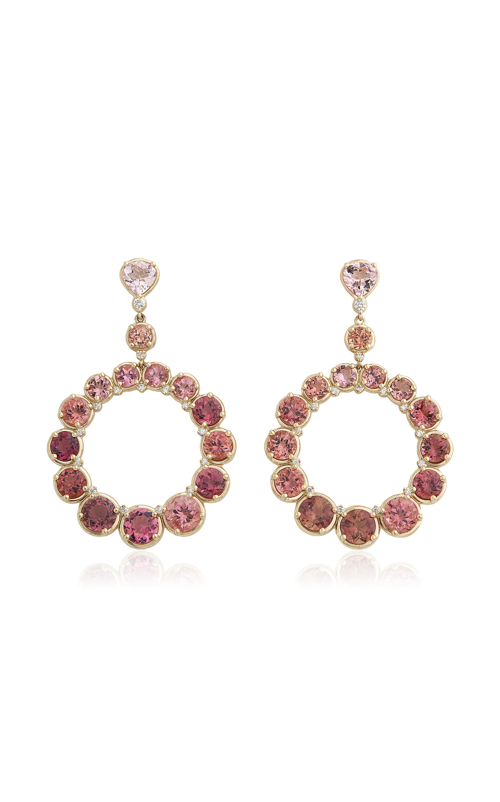 OmbrÃ© 18K Yellow Gold Diamond And Tourmaline Earrings