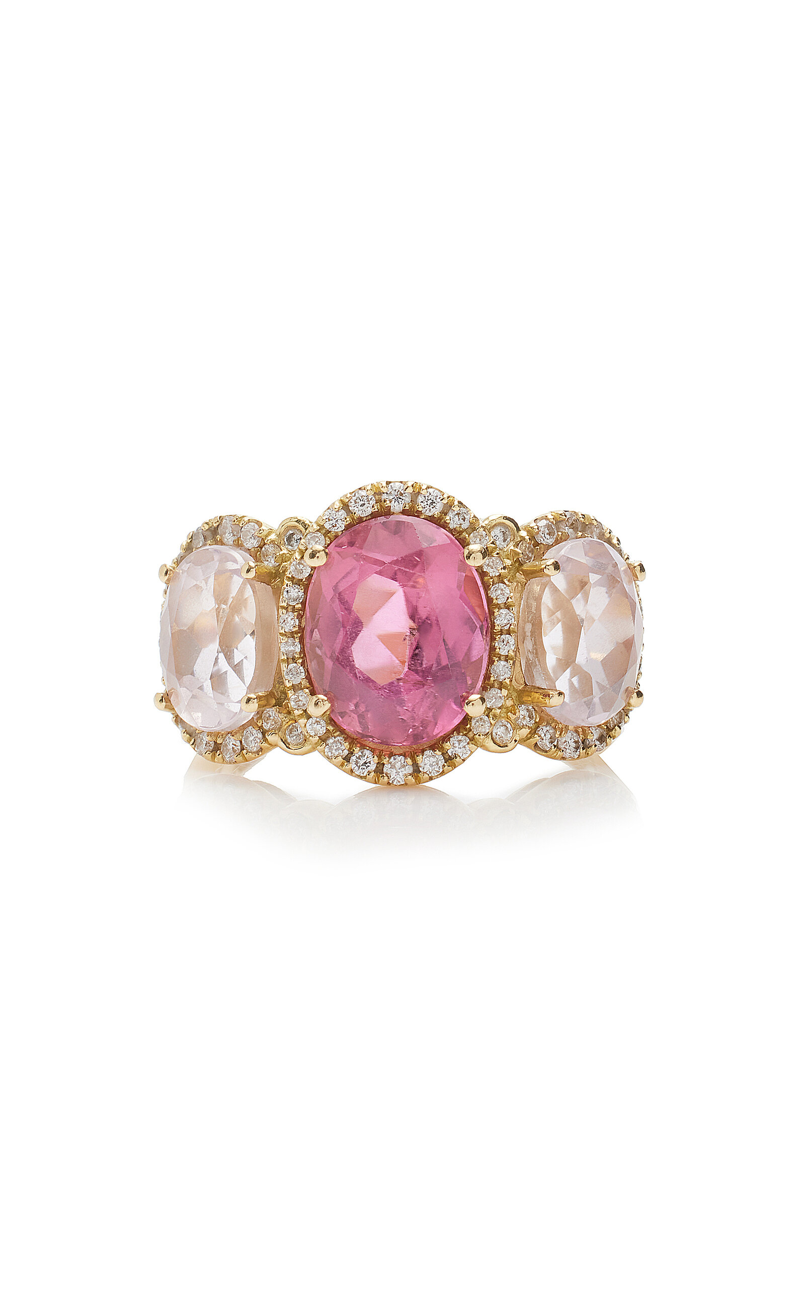 18K Yellow Gold Kunzite; Tourmaline Ring