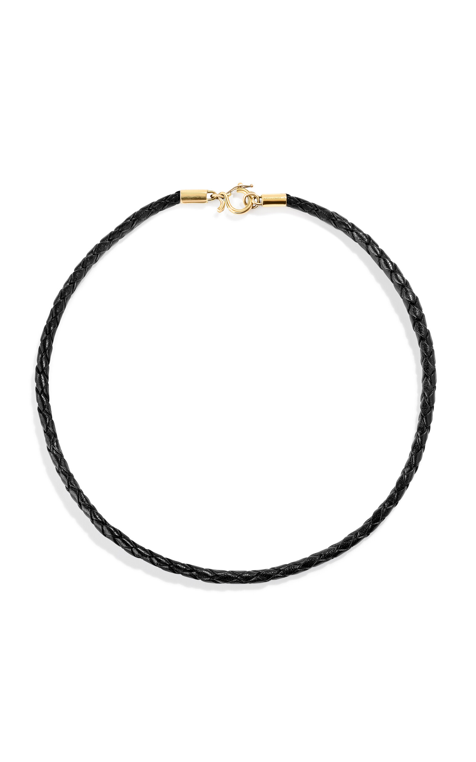 Renato Cipullo Intreccia 18k Yellow Gold Leather Necklace