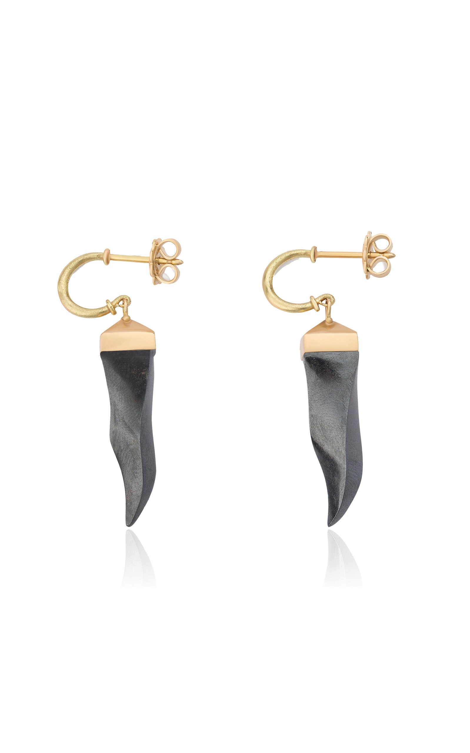 Renato Cipullo Cornicello 18k Yellow Gold Hematite Earrings