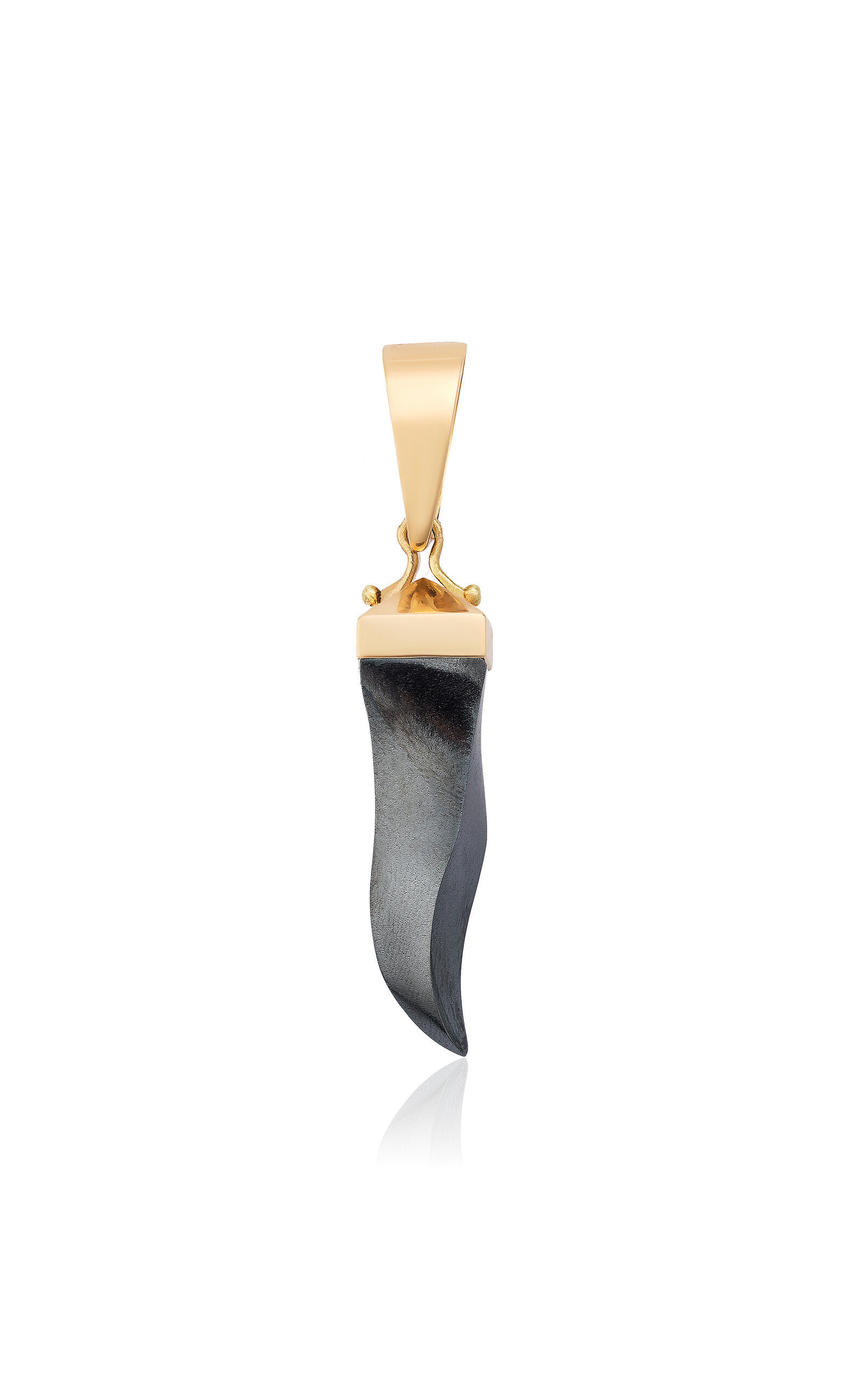 Renato Cipullo Cornicello 18k Yellow Gold Hematite Pendant