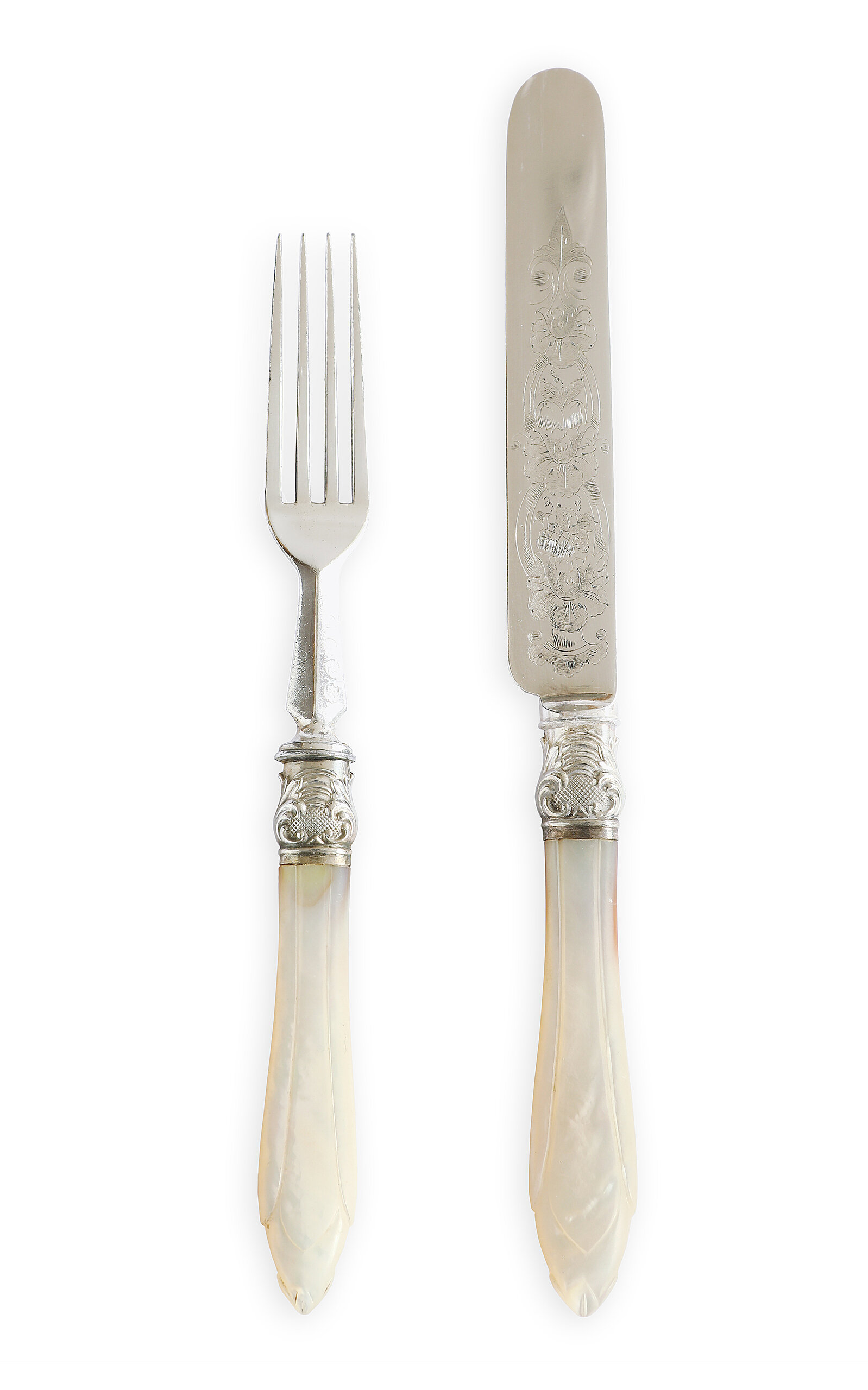 Curio Shop Set-Of-Twelve; Antique Mother Of Pearl Cutlery - Neutral