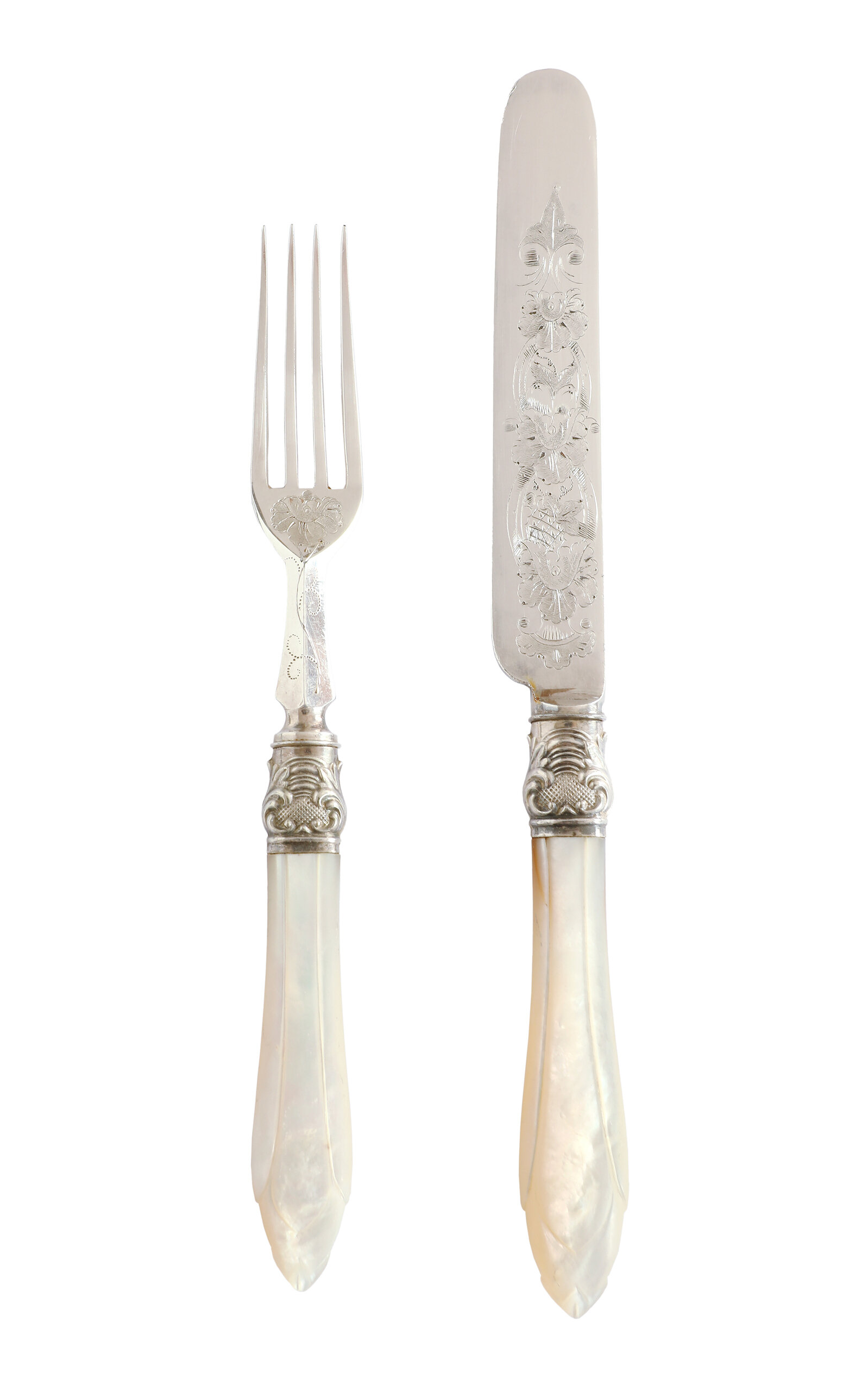 Curio Shop Set-of-twelve; Antique Mother Of Pearl Cutlery In Neutral