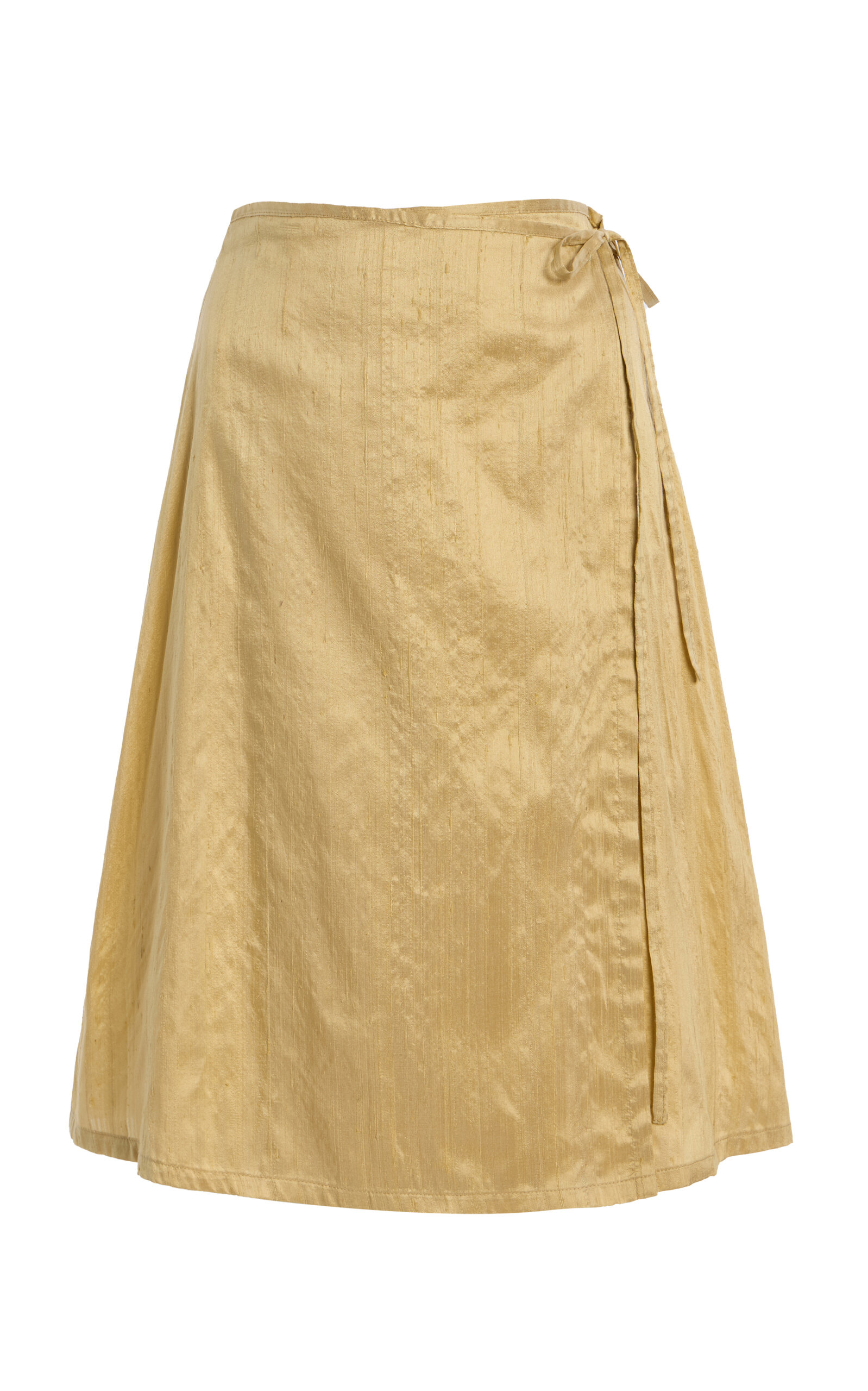 House of Aama Dupioni Silk Midi Wrap Skirt - Women's Clothing