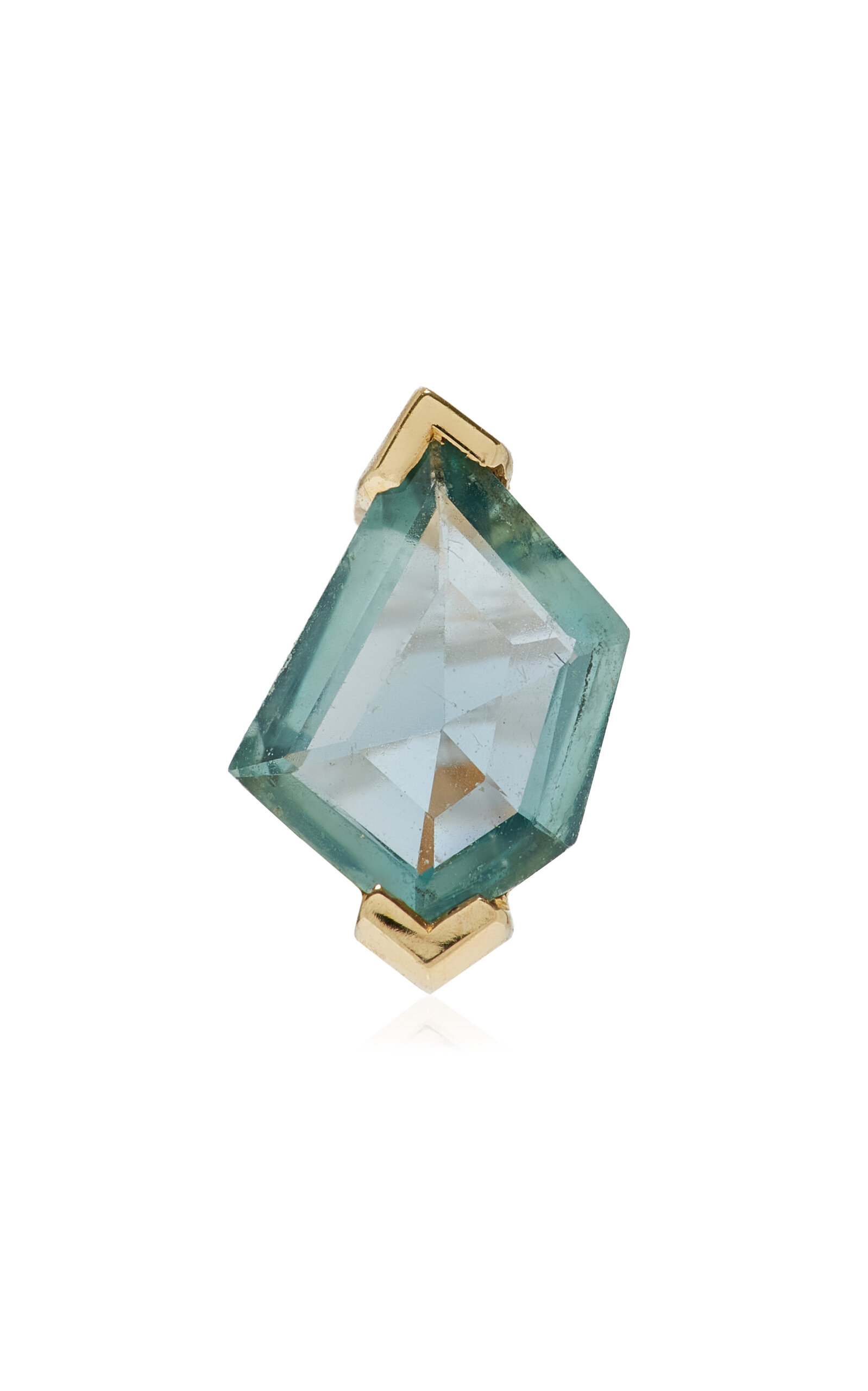 18K Yellow Gold 0.49 cts Green Sapphire Contour Single Earring