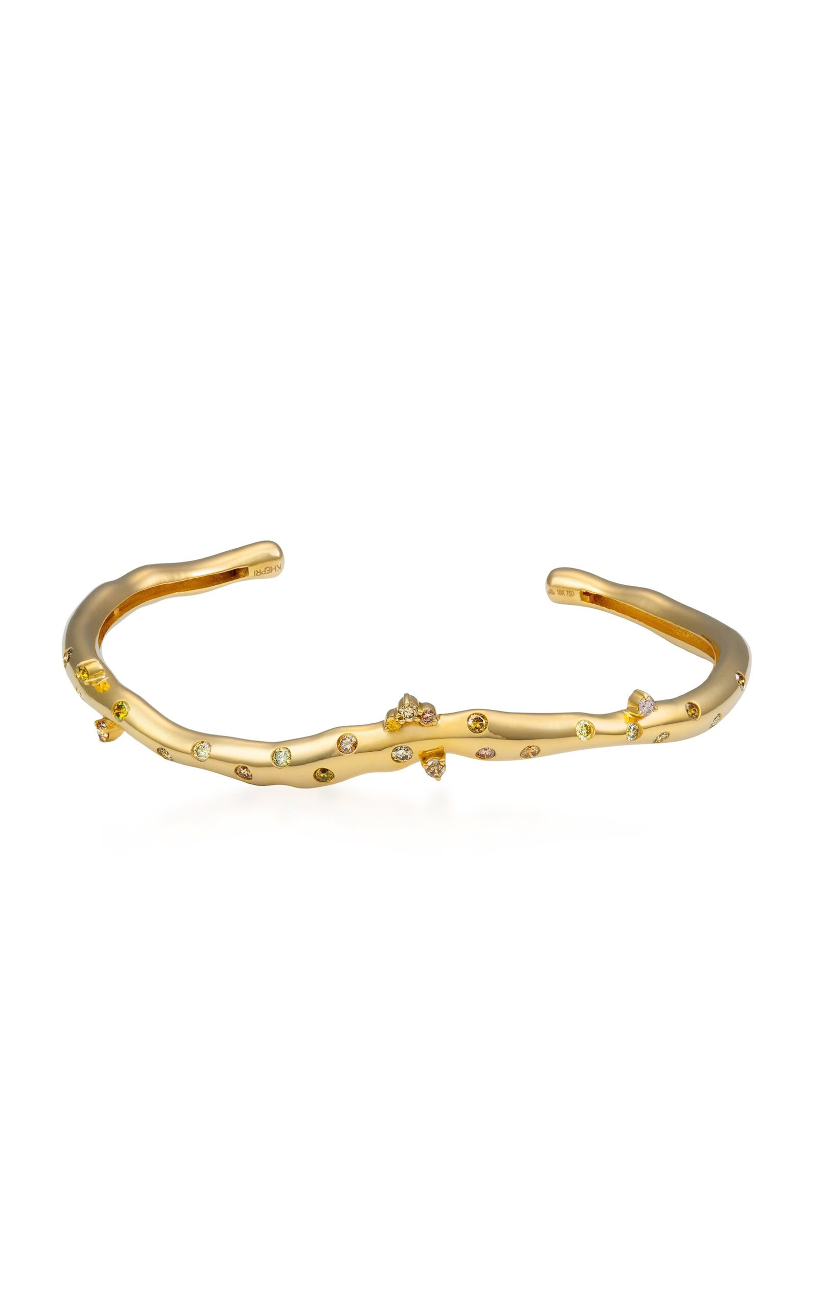 Fancy Color 18K Yellow Gold Diamond Cuff