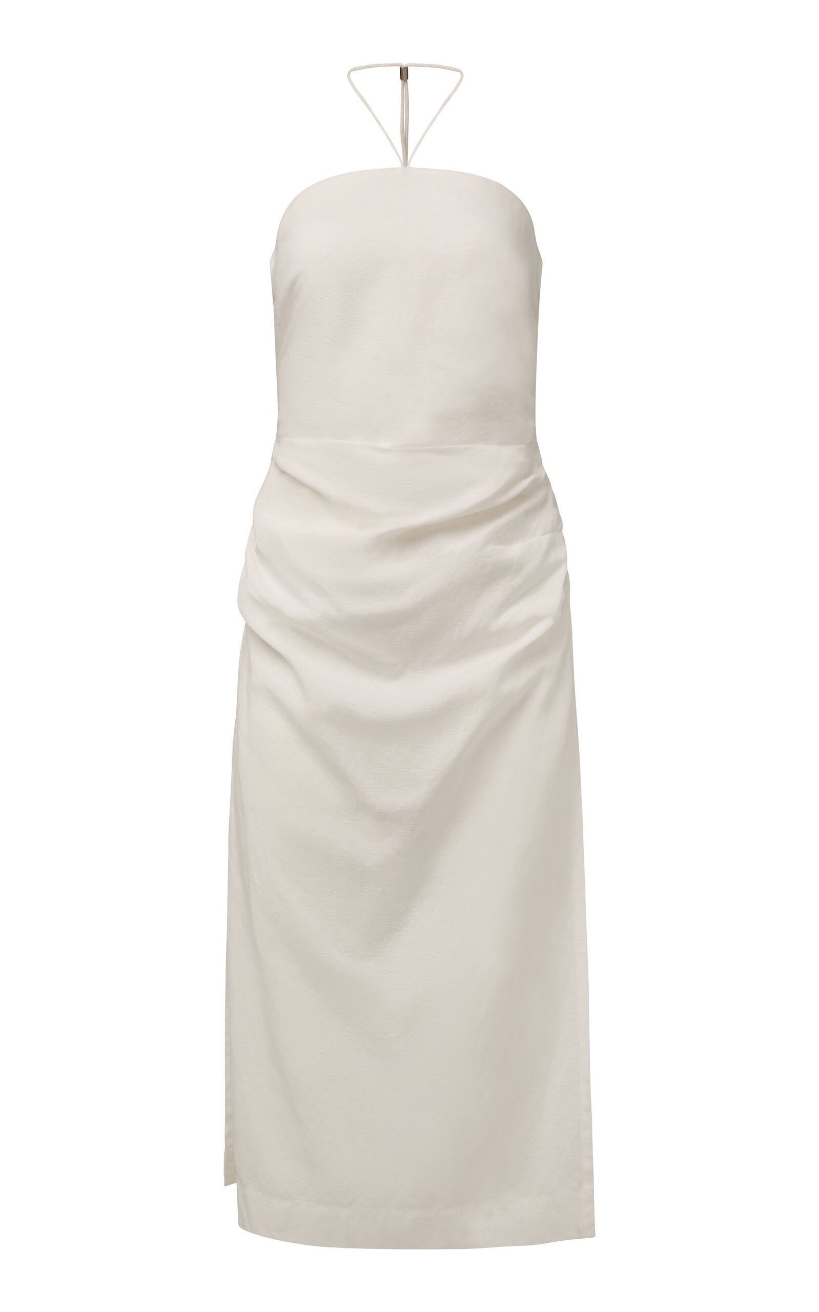 Onia Air Linen Ruched Halter Dress