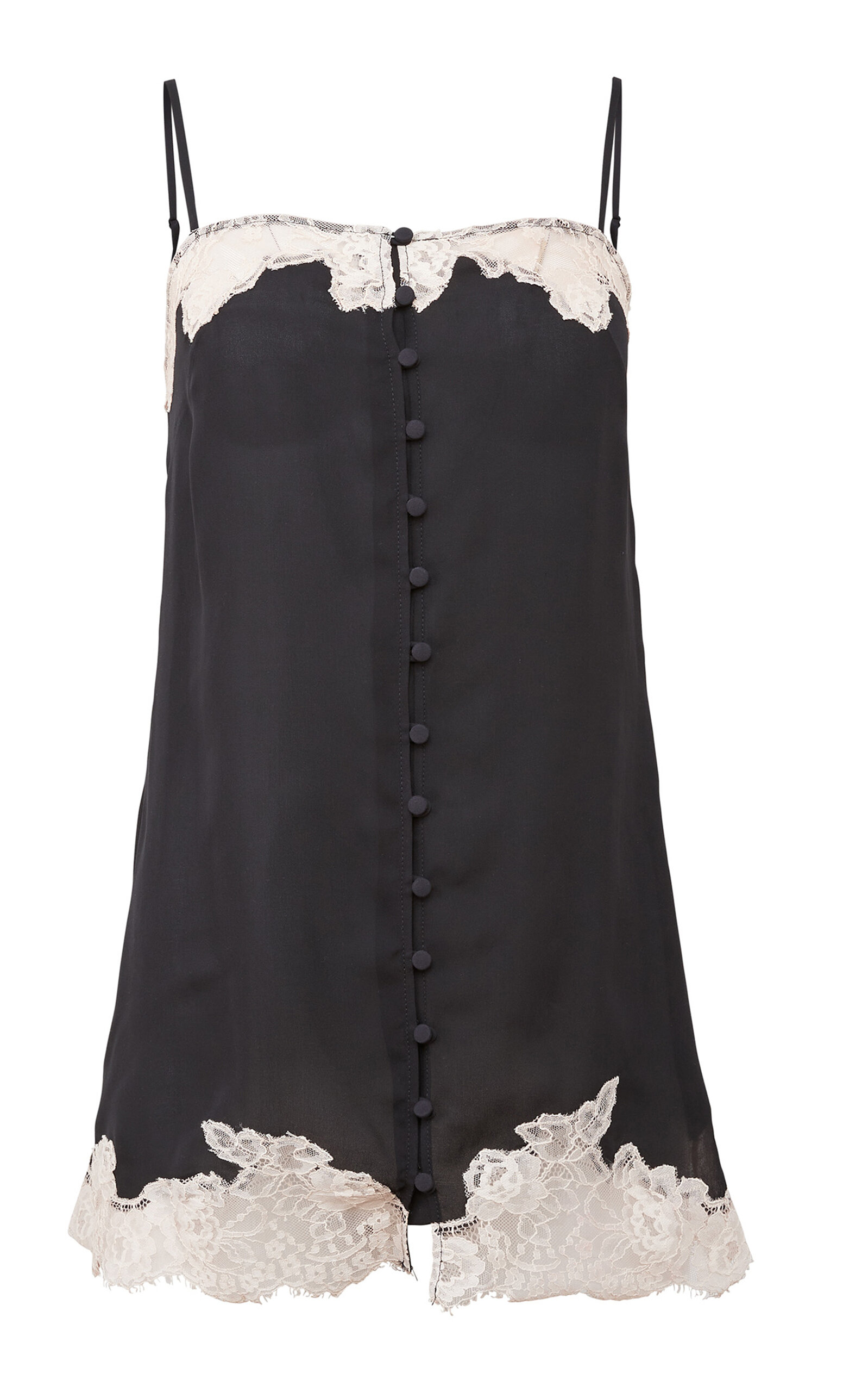 Fleur Du Mal Lace-trimmed Cotton Slip Dress In Black