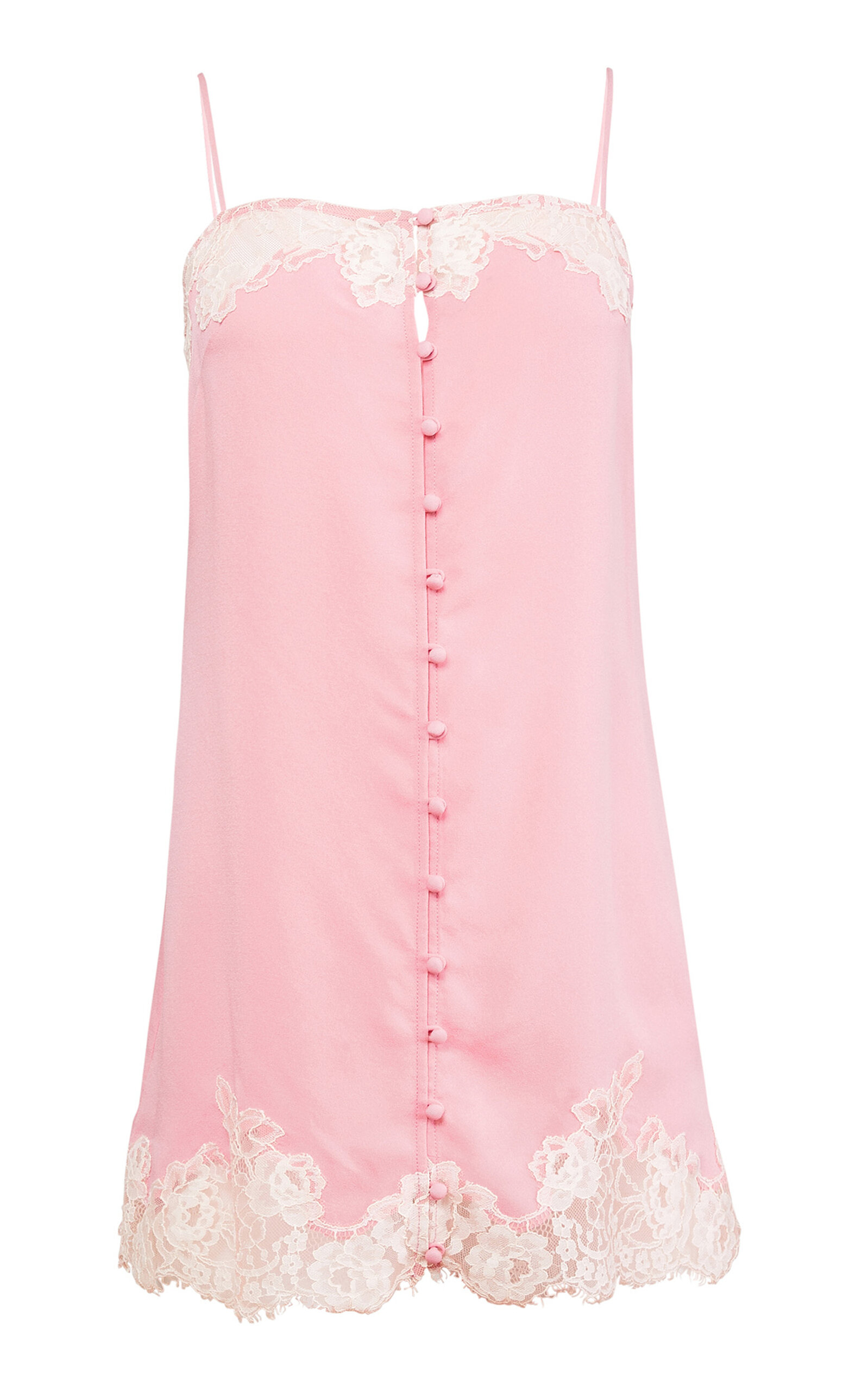 Fleur Du Mal Lace-trimmed Cotton Slip Dress In Pink