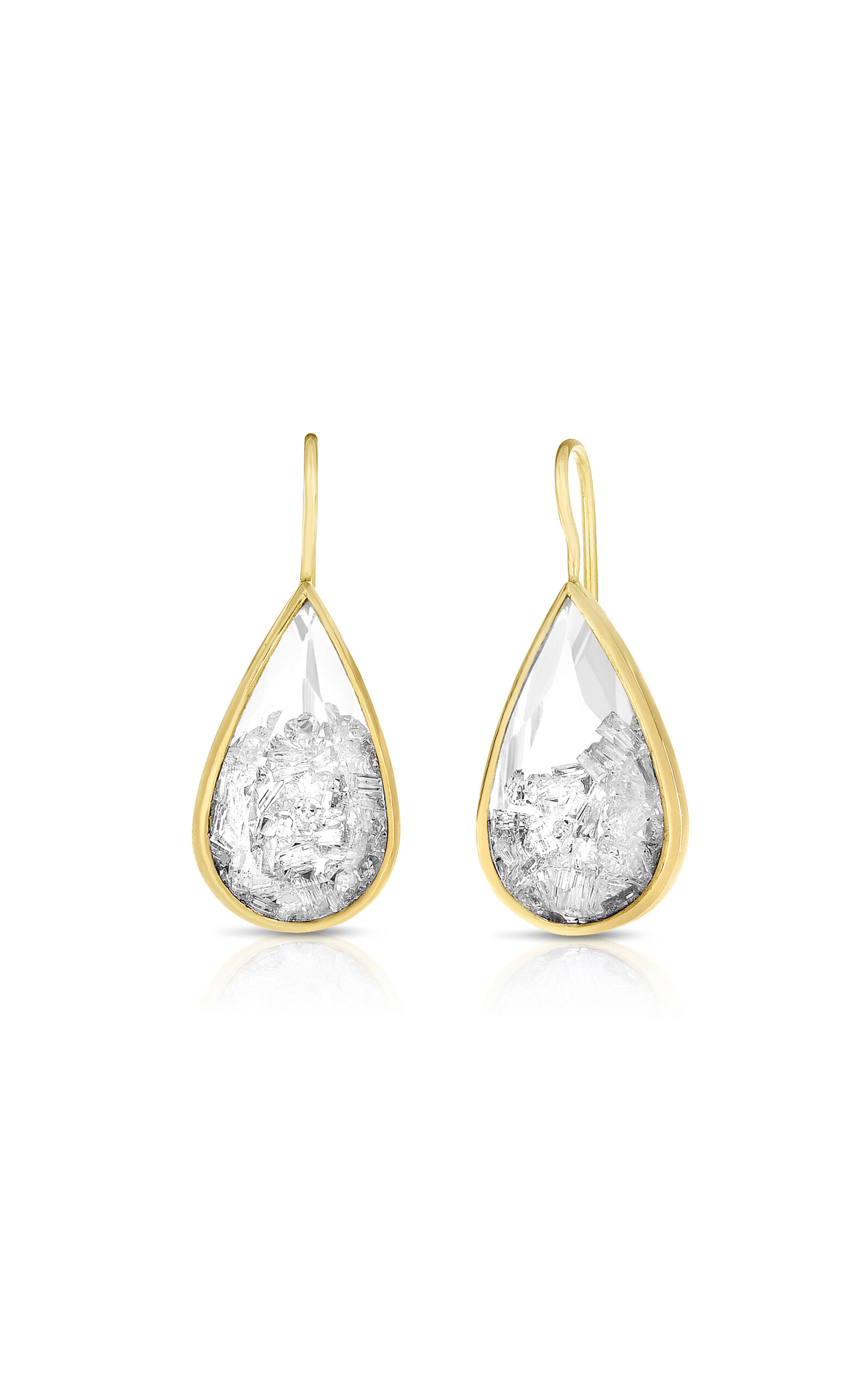 Teardrop 18K Yellow Gold Diamond Shaker Earrings
