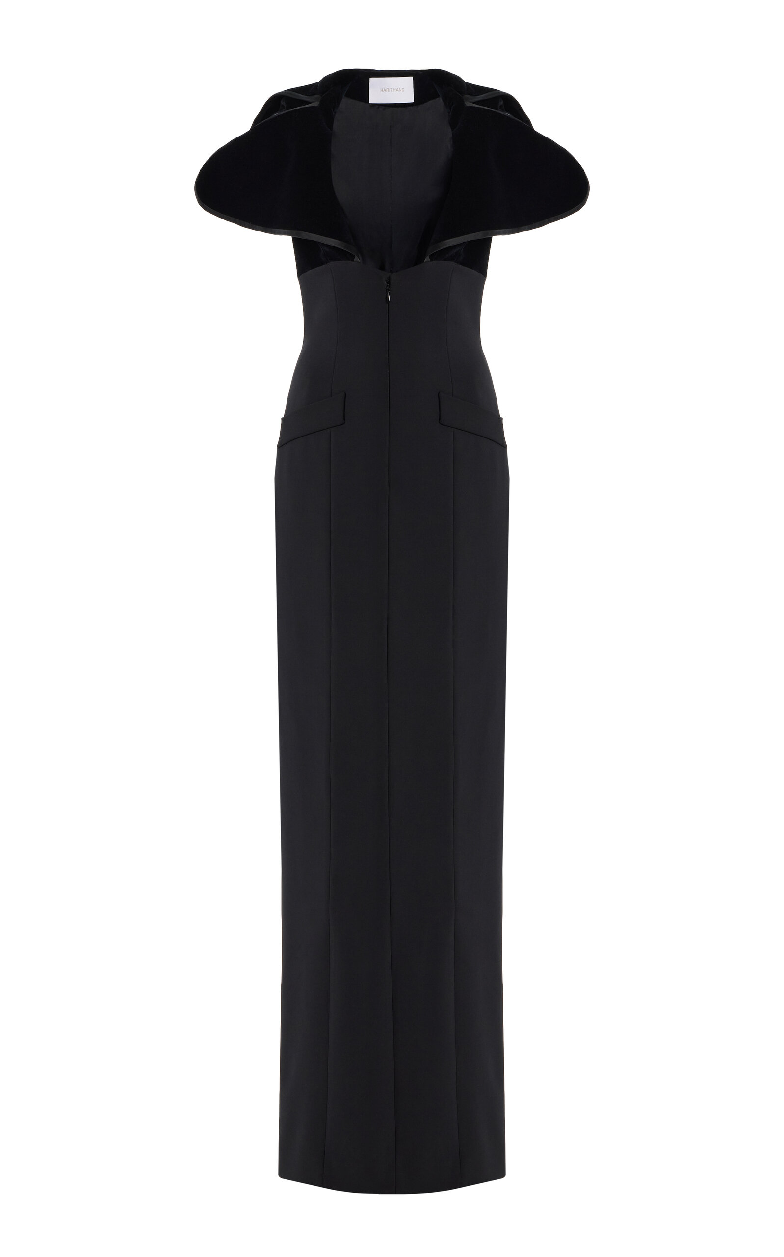 Harithand Capucine Velour-Trimmed Crepe Gown