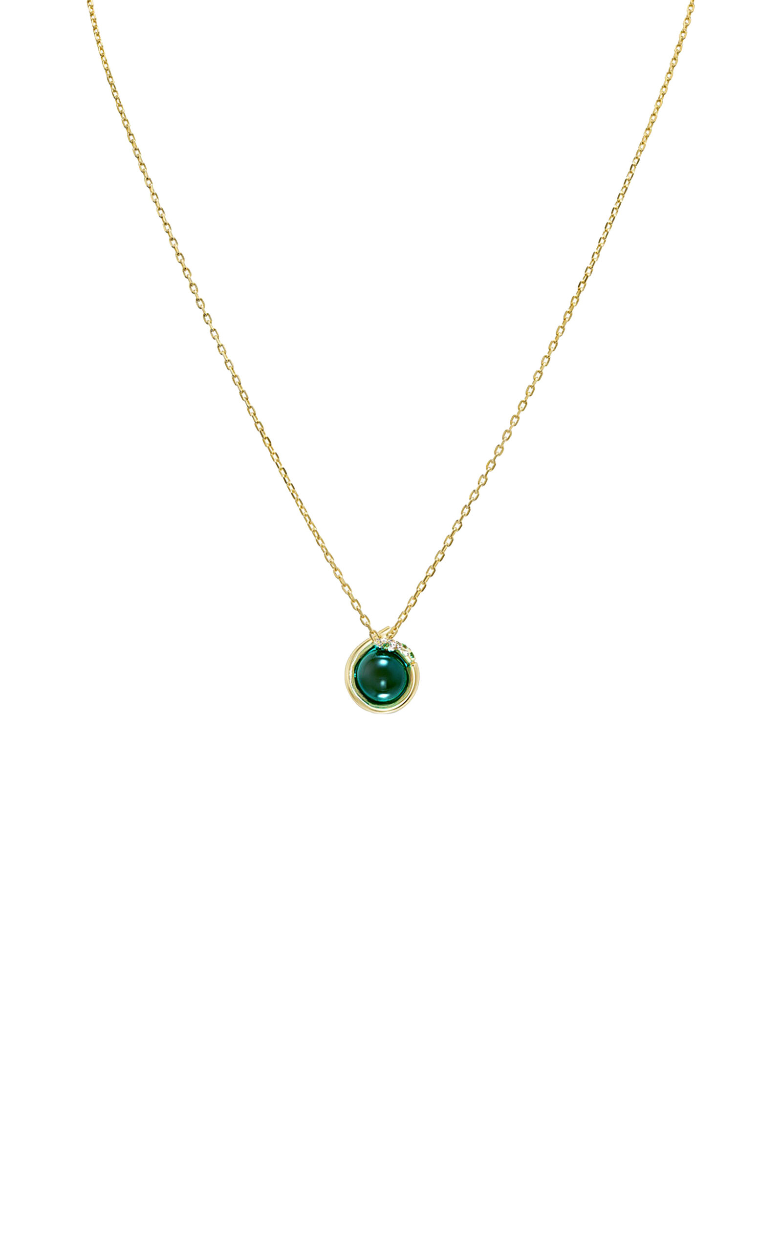 Tabayer Oera 18K Yellow Gold; Agate And Sapphire Pendant - Green - OS - Moda Operandi