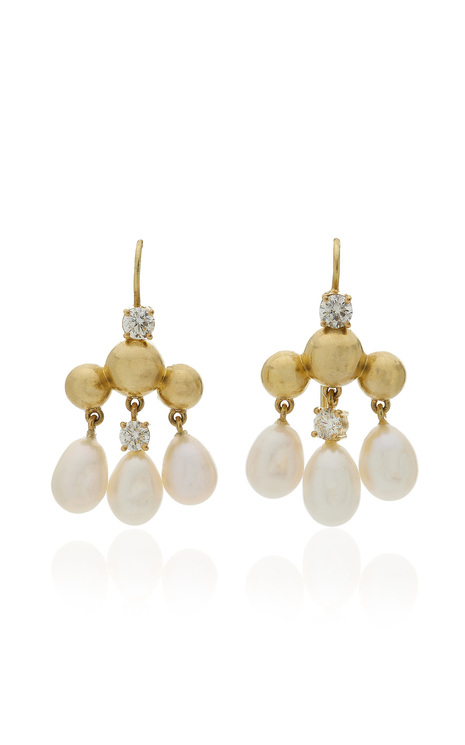 Sylva & Cie Caviar 18k Yellow Gold Pearl; Diamond Earrings