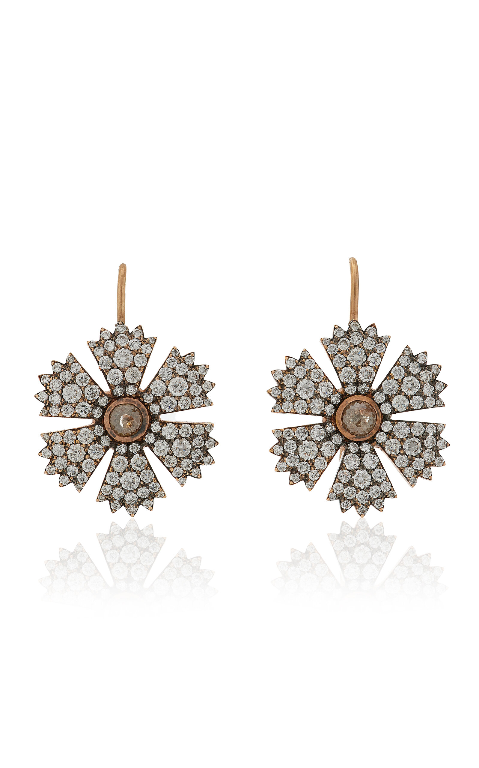 Sylva & Cie Flower 18K Rose Gold Diamond Earrings - Rose Gold - OS - Moda Operandi - Women's Jewelry And Watches