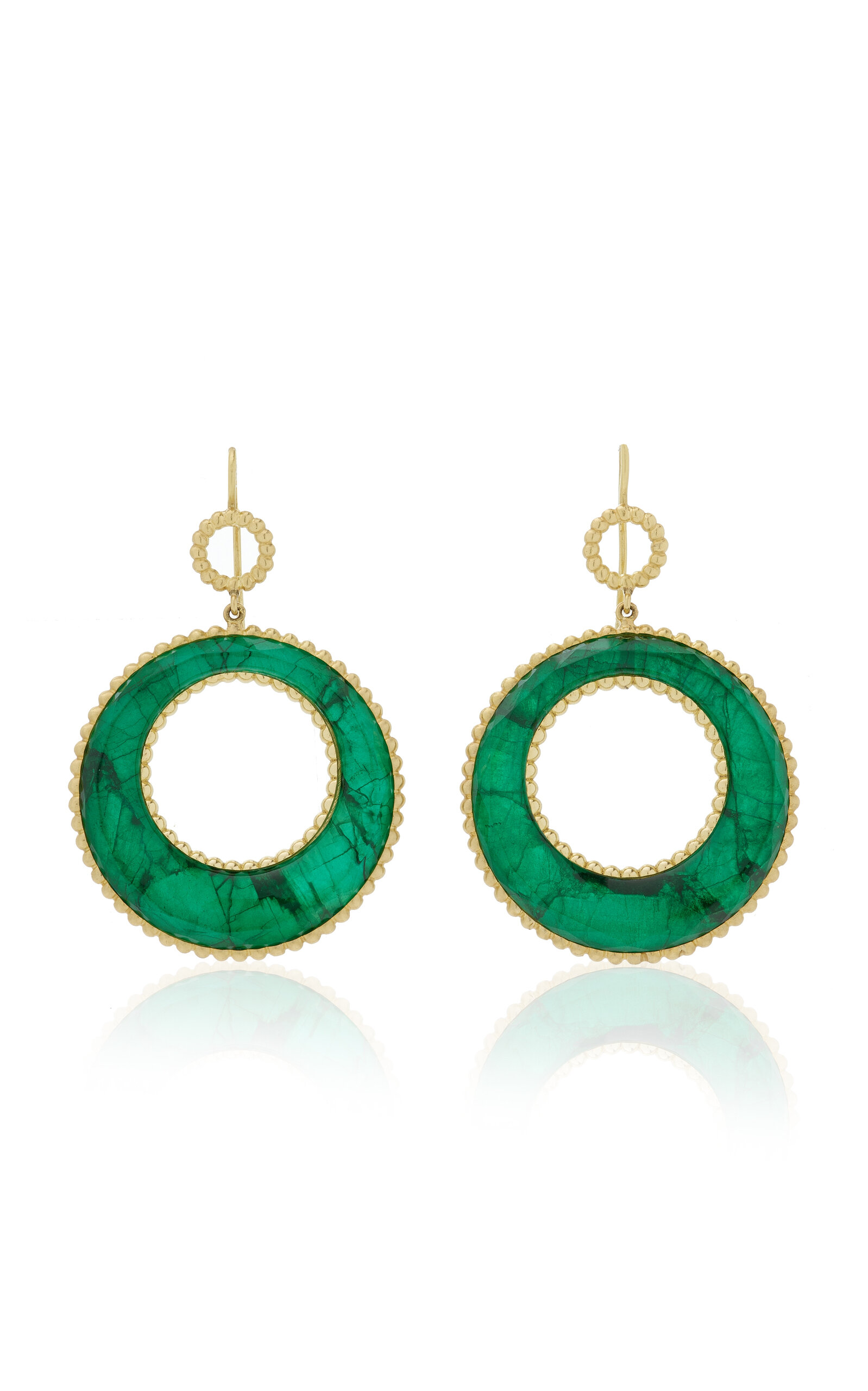 Caviar 18K Yellow Gold Emerald; Mother-of-Pearl Earrings