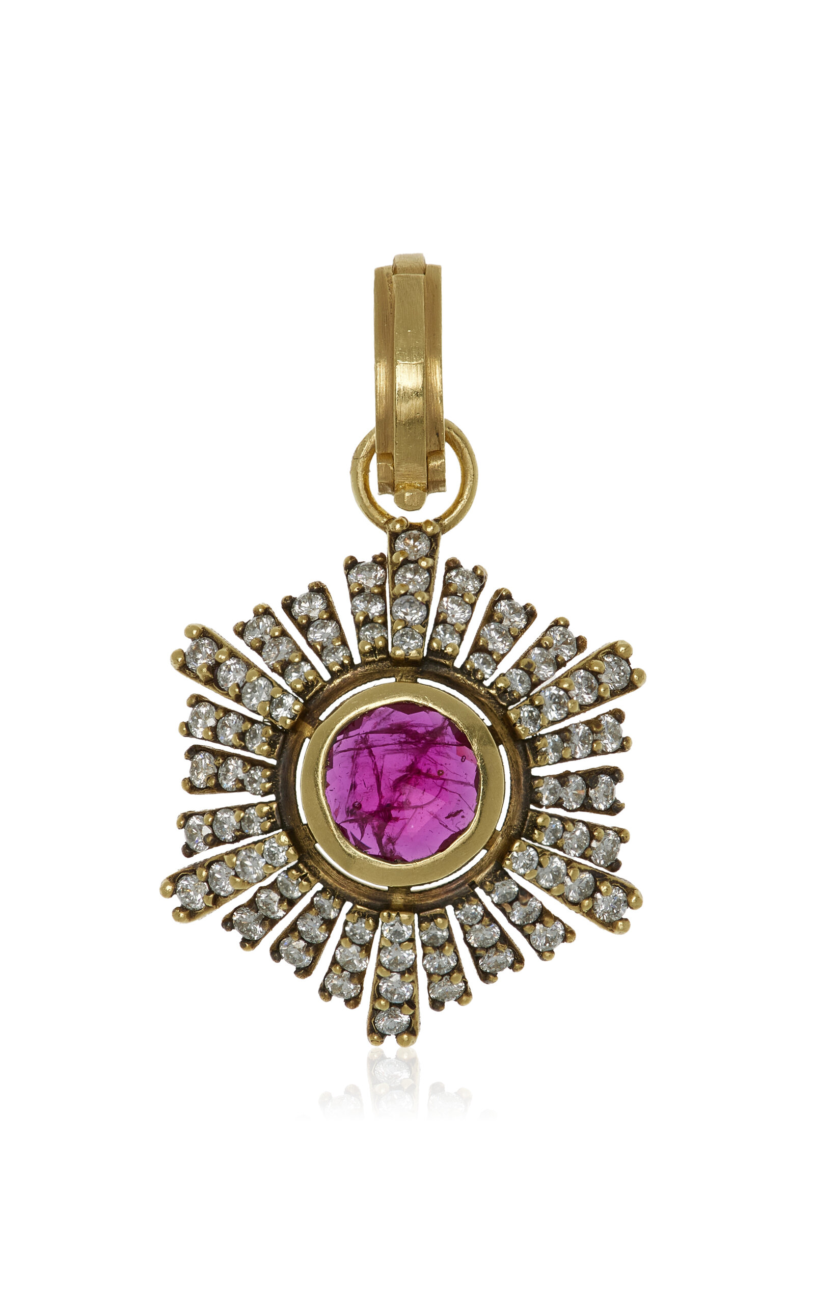 SYLVA & CIE PARIS 18K YELLOW GOLD RUBY; DIAMOND PENDANT