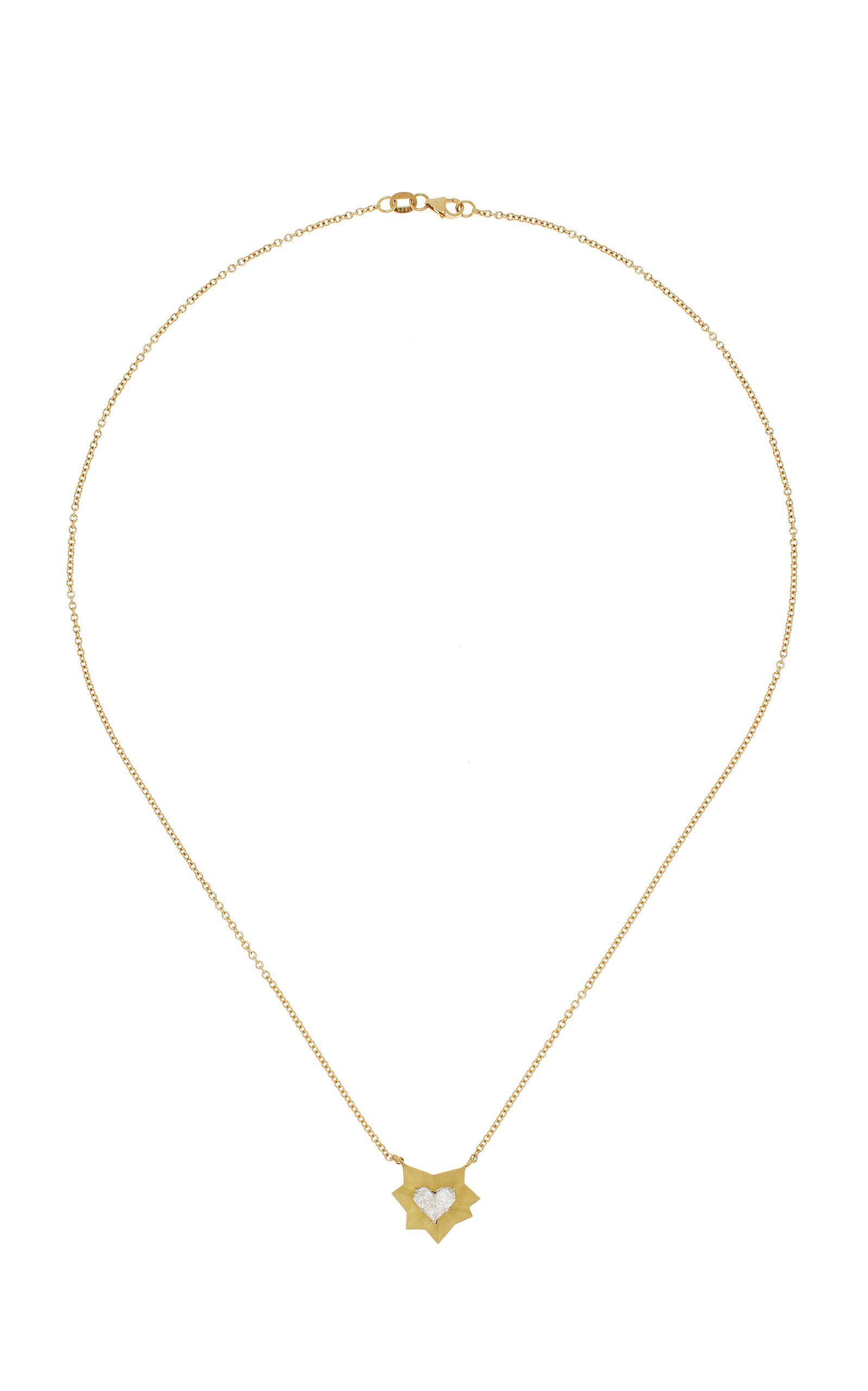 Sylva & Cie Mosaic Heart Cubist 18k Yellow Gold Diamond Pendant
