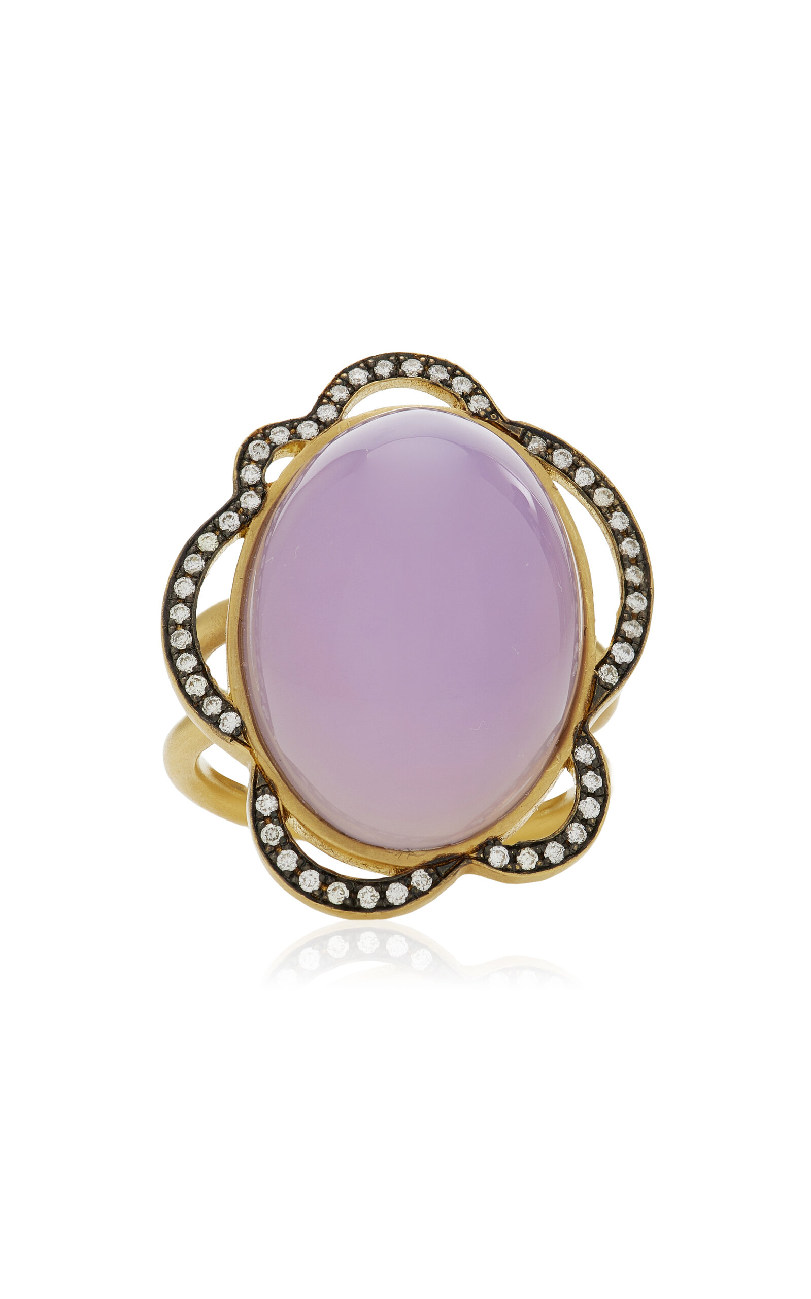 Sylva & Cie Flora 18K Yellow Gold Chalcedony; Diamond Ring - Purple - US 7.5 - Moda Operandi