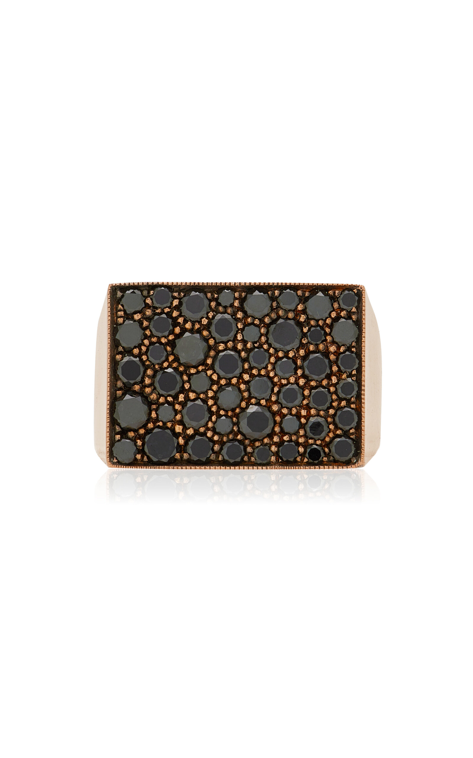 Sylva & Cie 18K Rose Gold Black Diamond Pinky Ring - Black - US 3.5 - Moda Operandi