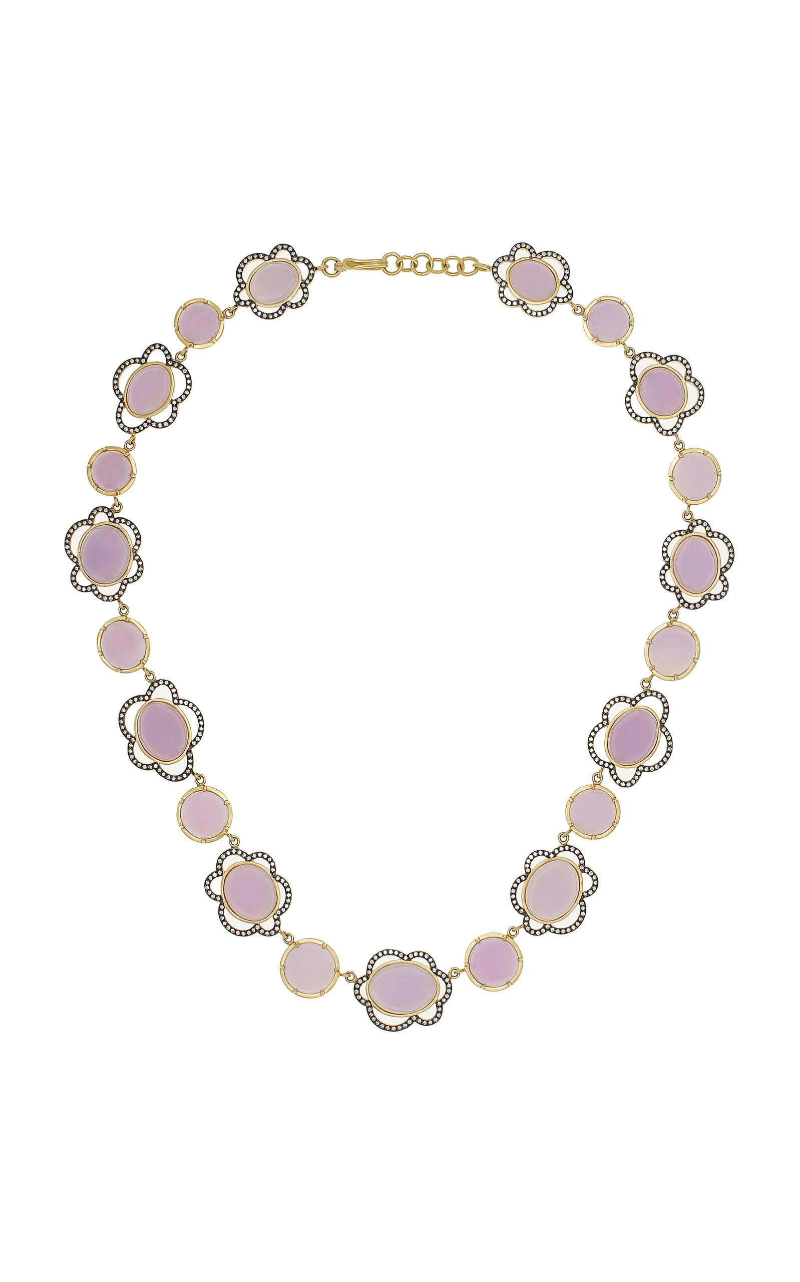 Flora 18K Yellow Gold Chalcedony; Diamond Necklace