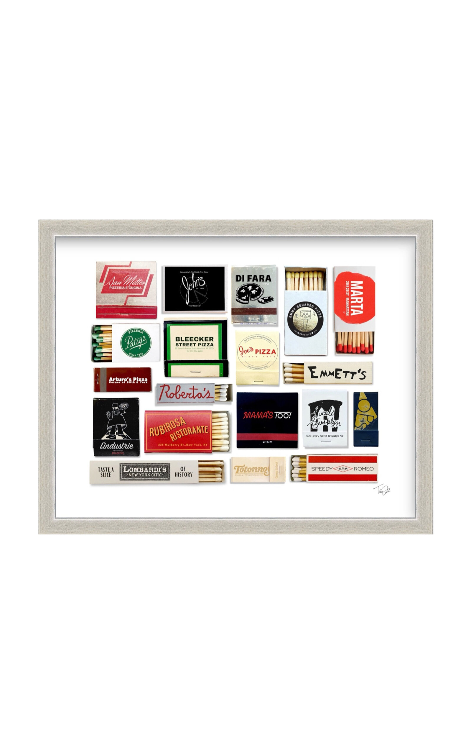 Meet Your Matches New York Pizza Matchbook Print - Silver
