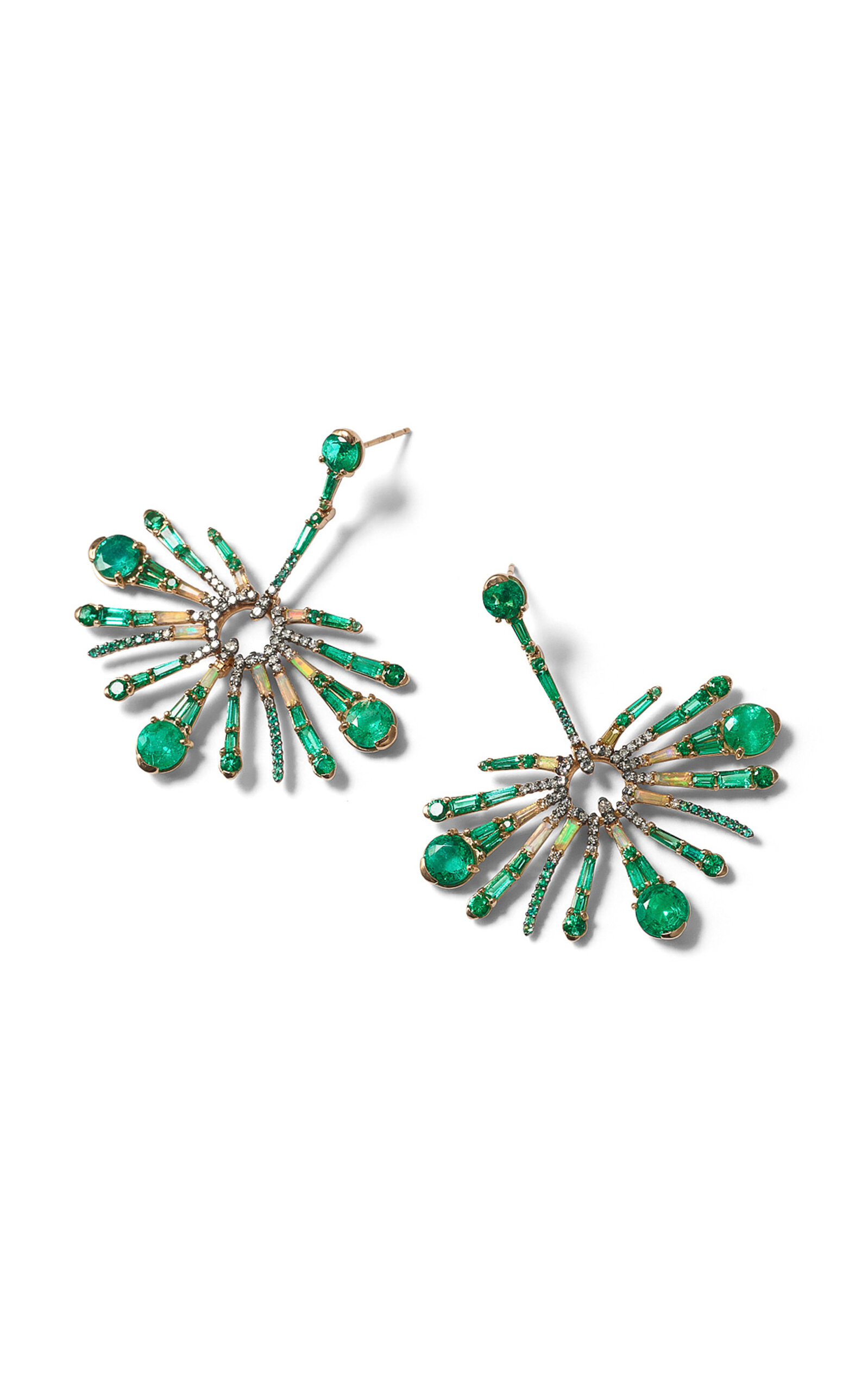 Nak Armstrong Sea Anemone 20k Rose Gold Emerald Opal And Diamond Earrings