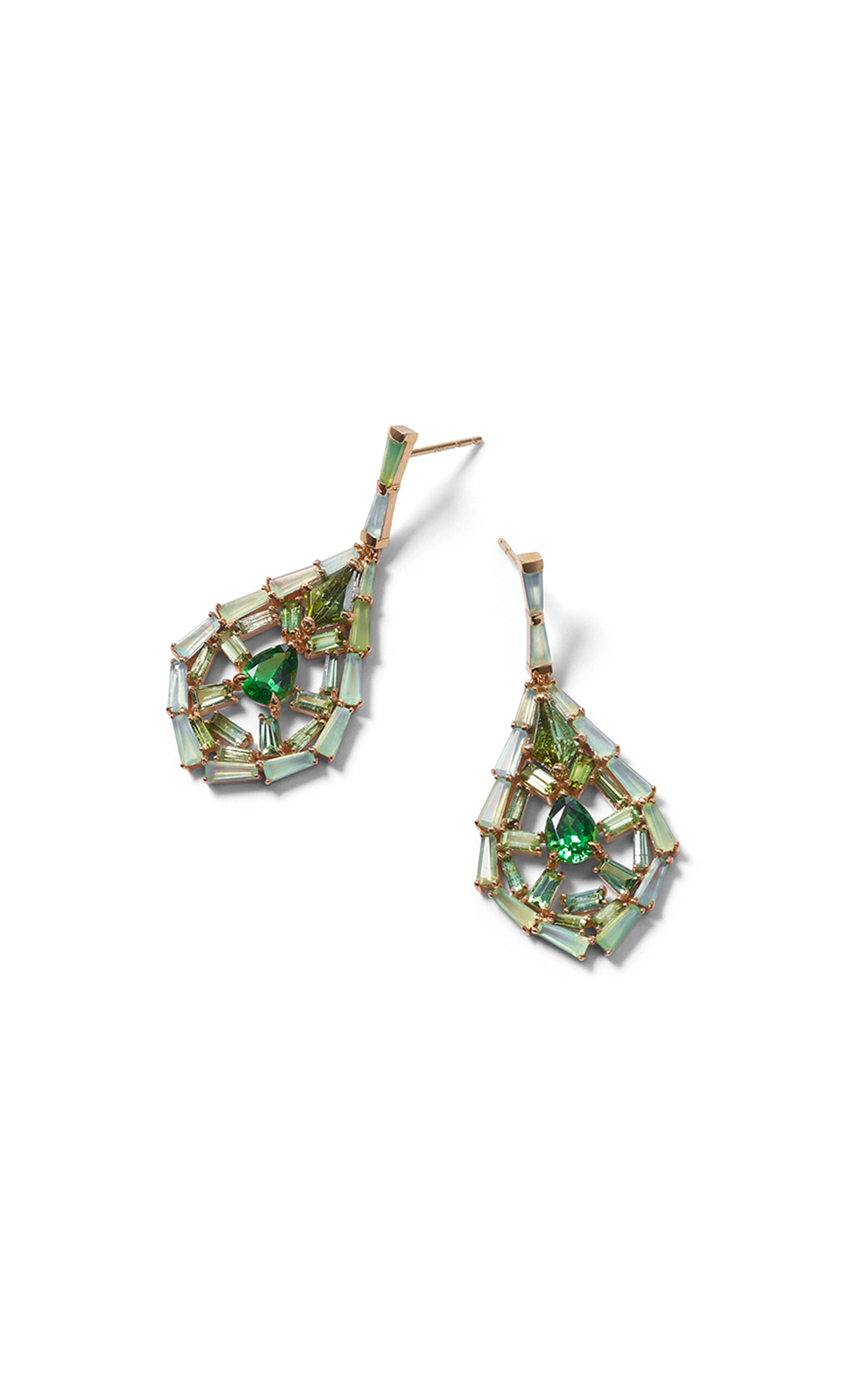 Nak Armstrong Mini Pendulum 20K Rose Gold Earrings - Green - OS - Moda Operandi