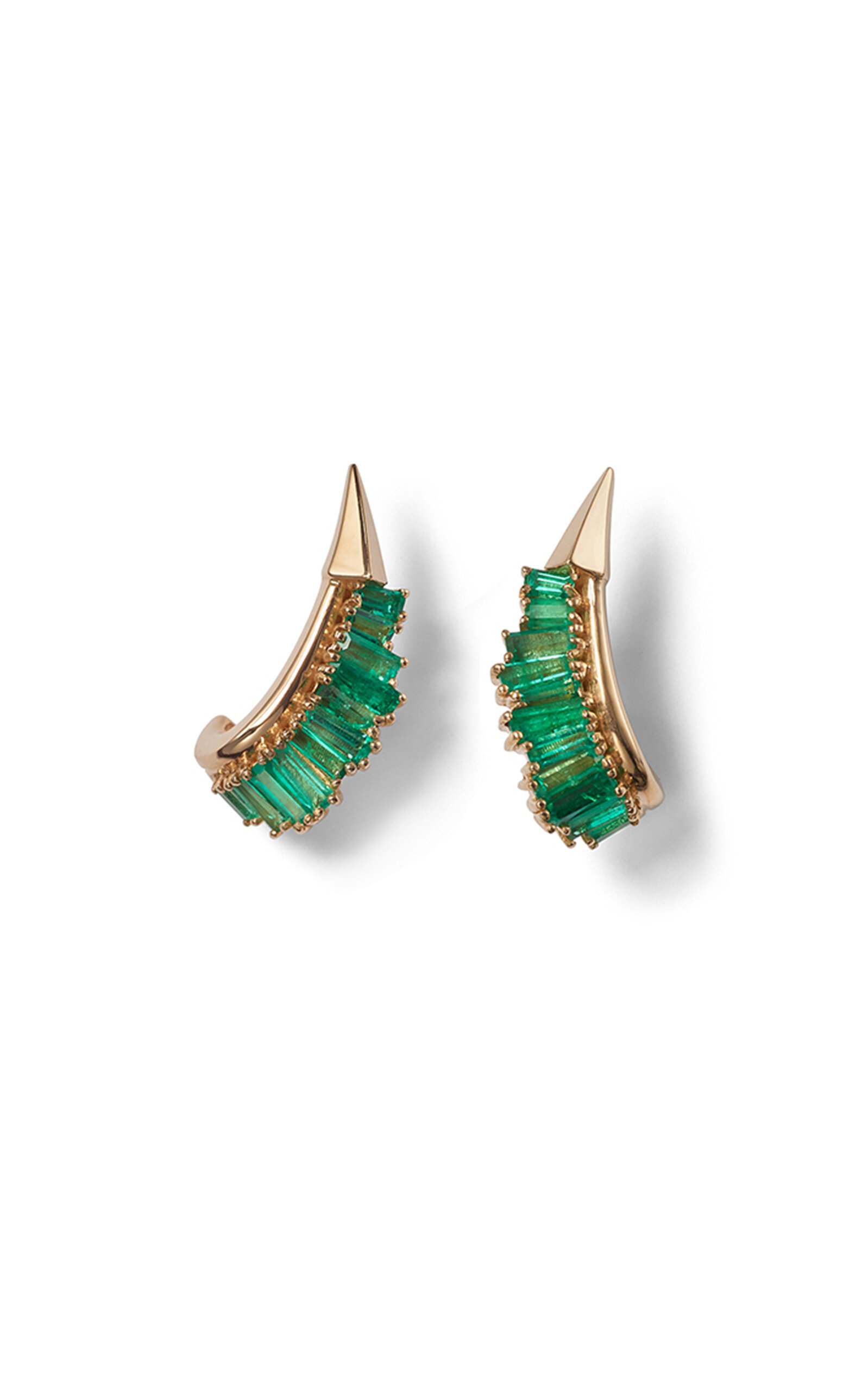 Nak Armstrong Ruched 20k Rose Gold Emerald Earrings