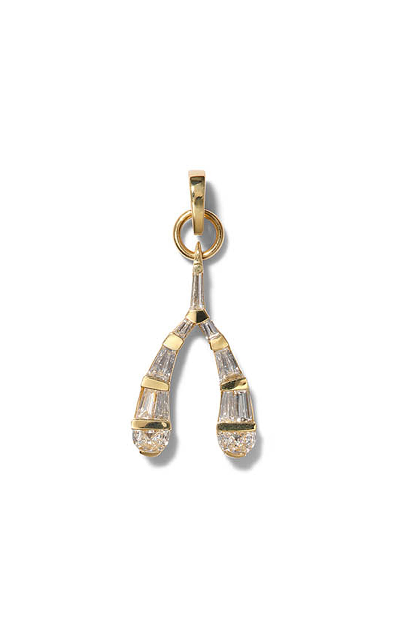 Nak Armstrong Wishbone 18K Yellow Gold Diamond Pendant - Gold - OS - Moda Operandi