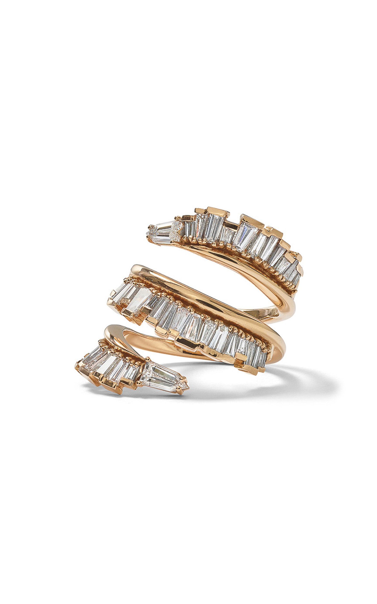 Nak Armstrong Triple Ruched Coil 20k Rose Gold Diamond Ring