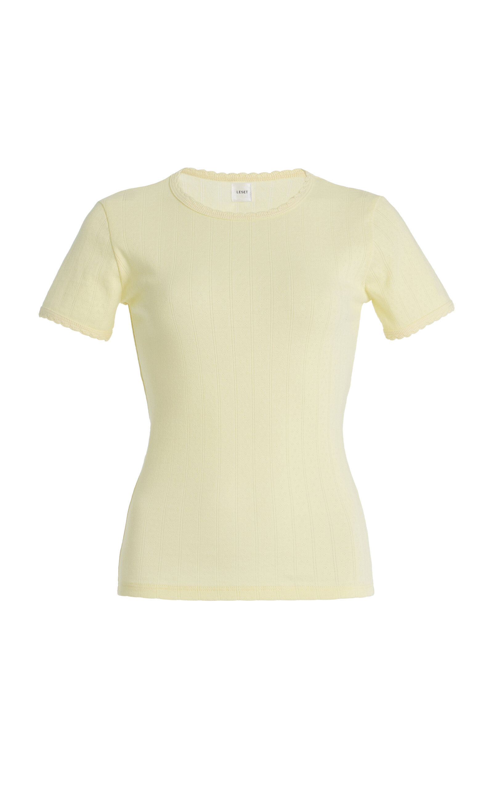 Leset Pointelle-Knit Cotton T-Shirt - Yellow - XS