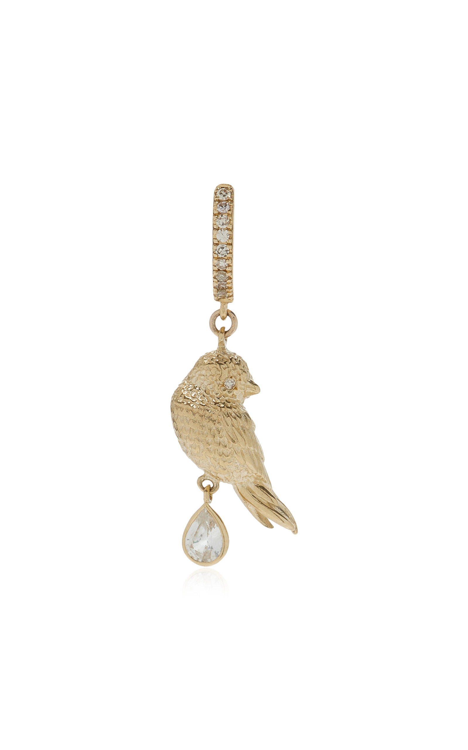 Pascale Monvoisin Palerme Bird 9k Yellow Gold Diamond Single Earring