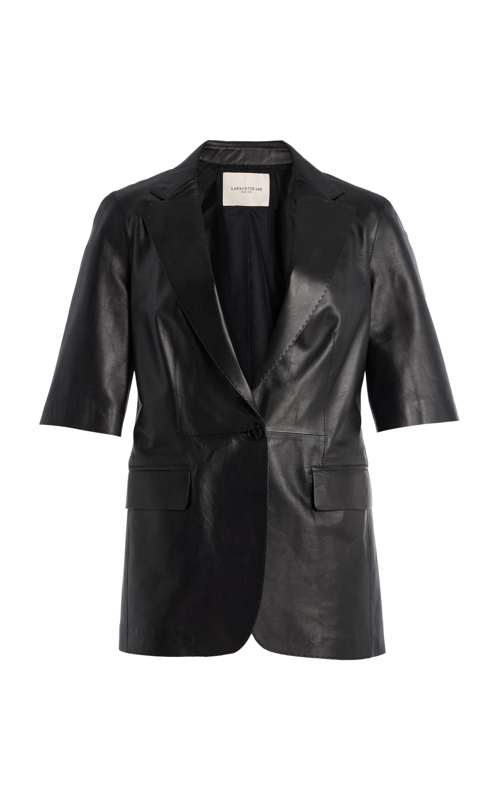 Short Sleeve Leather Blazer