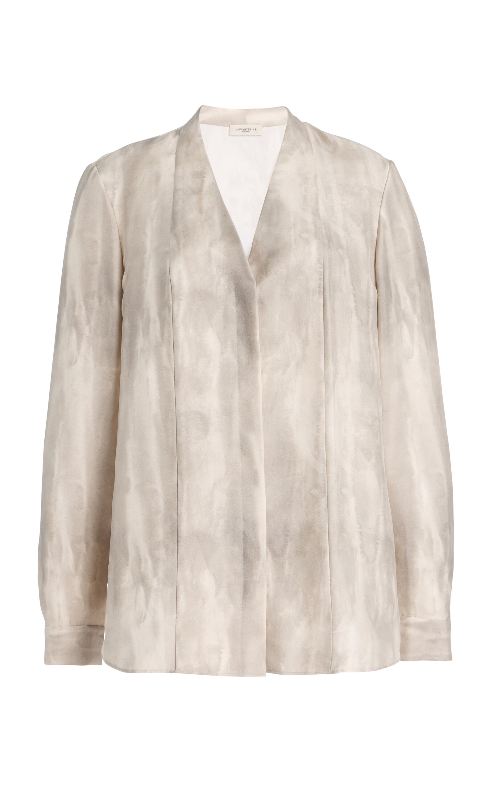 Lafayette 148 Printed Silk Twill Top - Off-White - XL