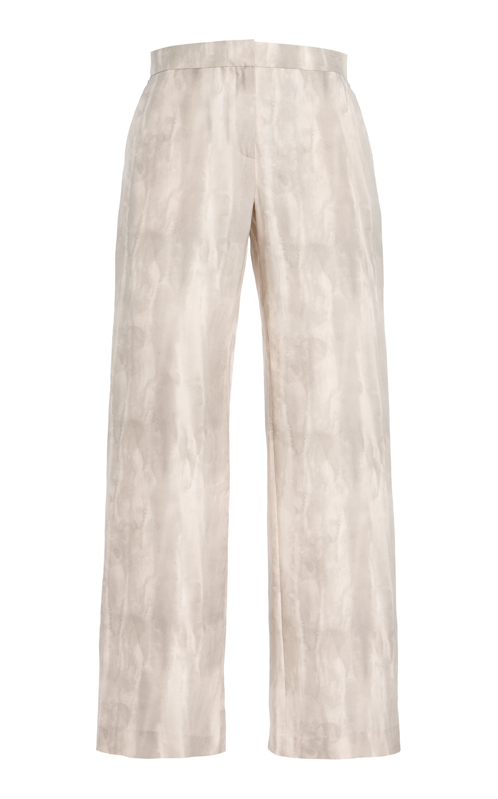 Lafayette 148 Sullivan Printed Silk Twill Wide-Leg Pants - Off-White