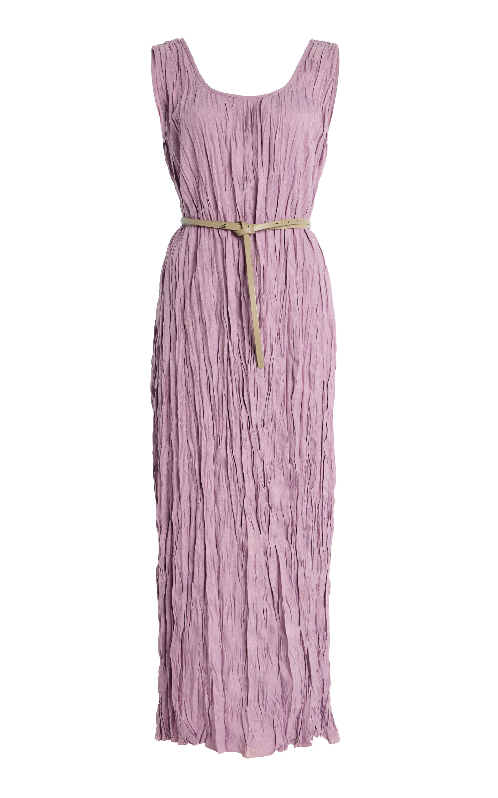 Lafayette 148 Plisse Belted Midi Sleeveless Dress