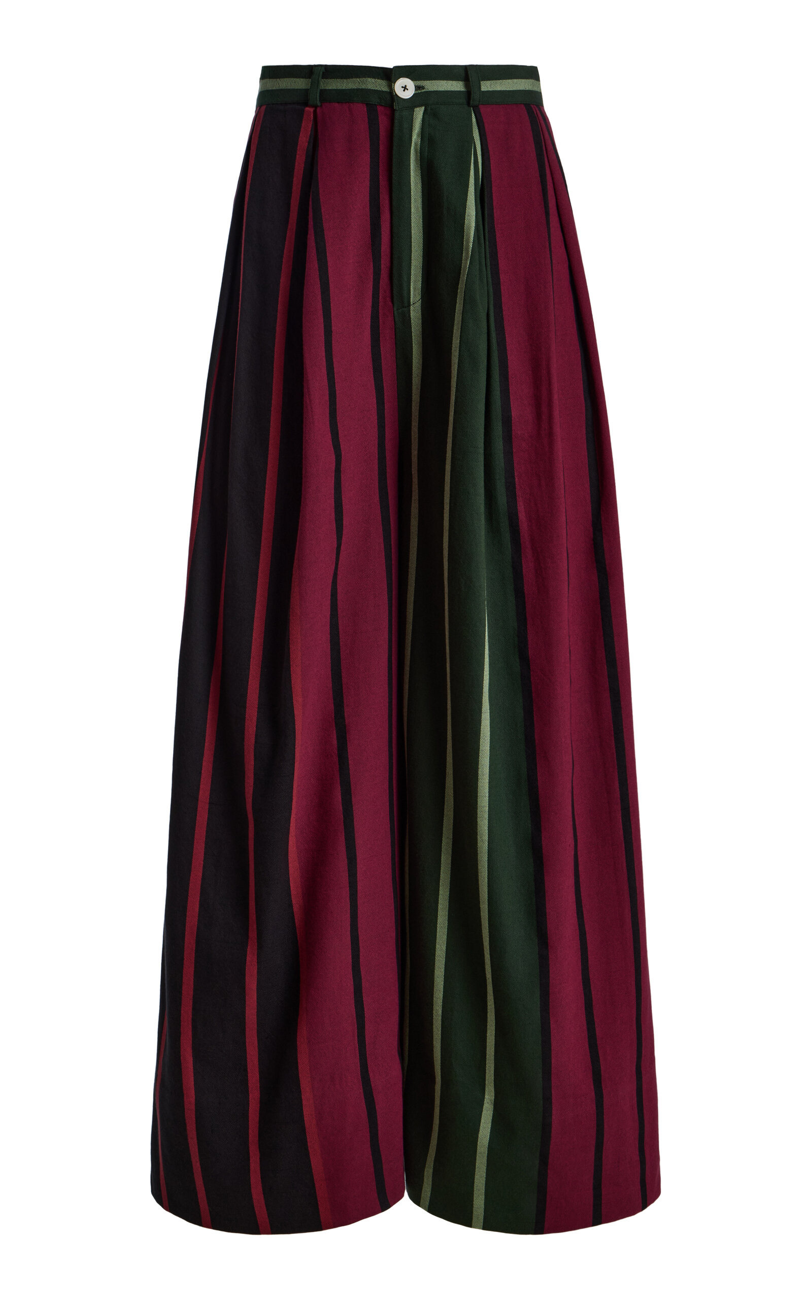 Marrakshi Life Exclusive High-Rise Pleated Striped Cotton Trousers