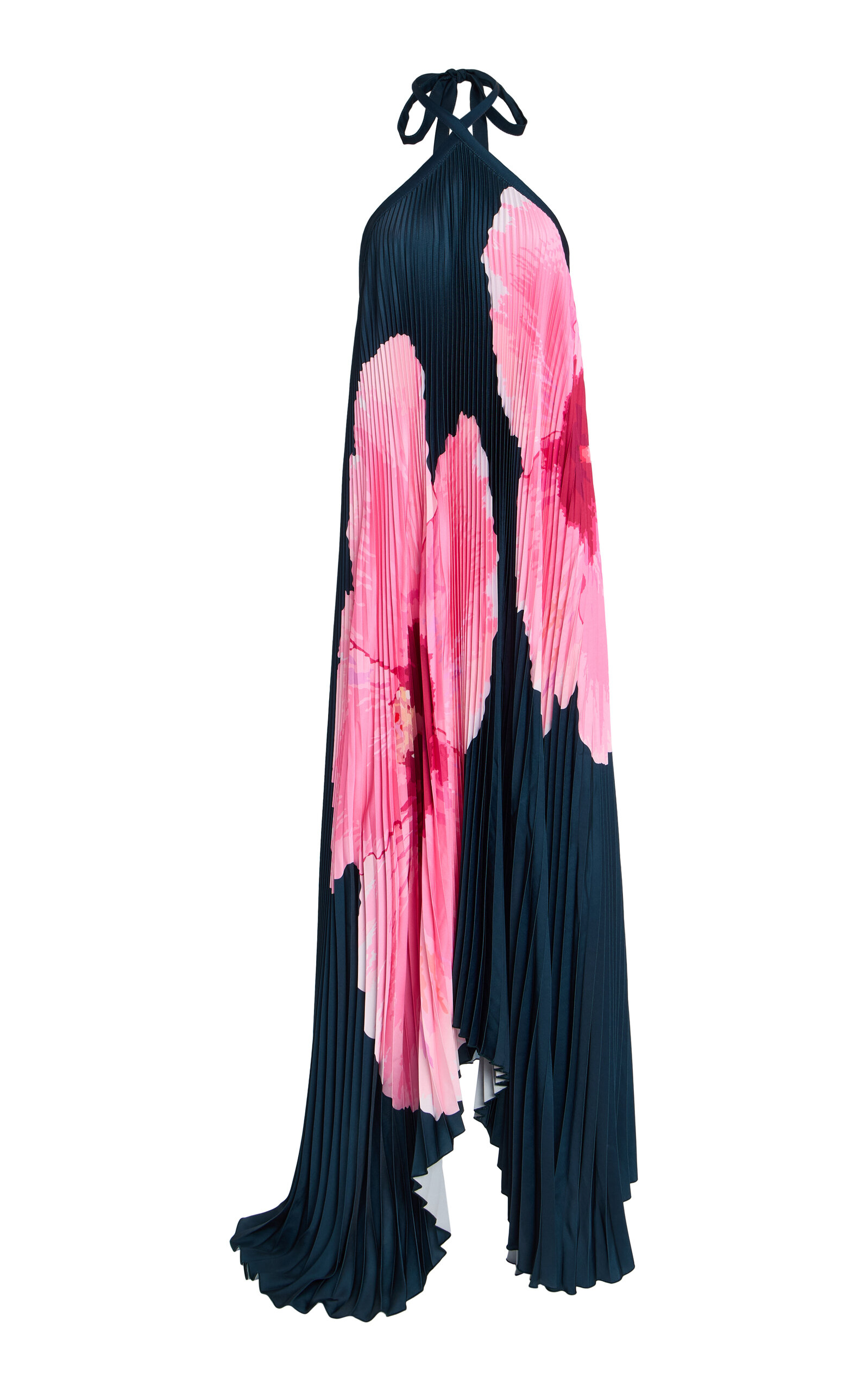 L'idée Deesse Halter Pleated Column Maxi Dress
