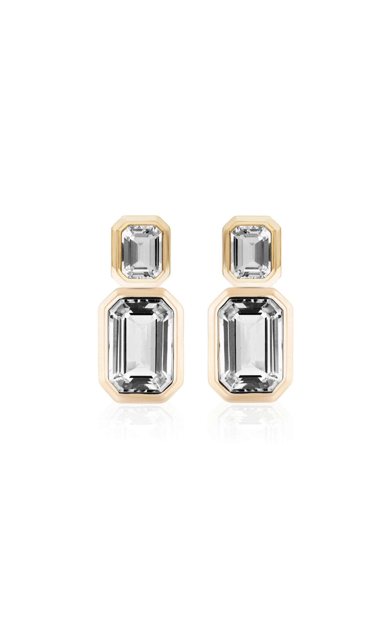 18K Yellow Gold Rock Crystal Earrings