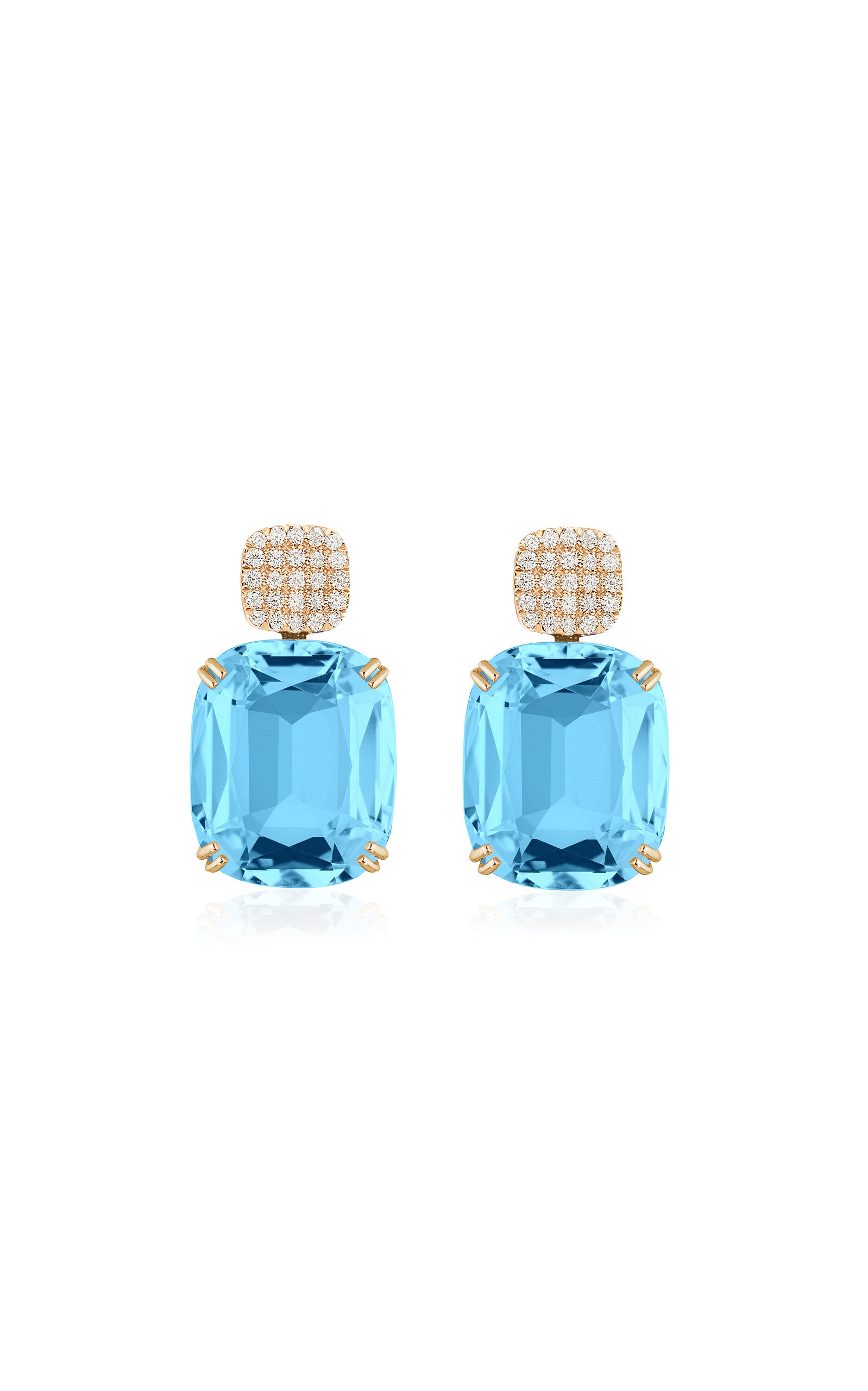 18K Yellow Gold Blue Topaz Earrings