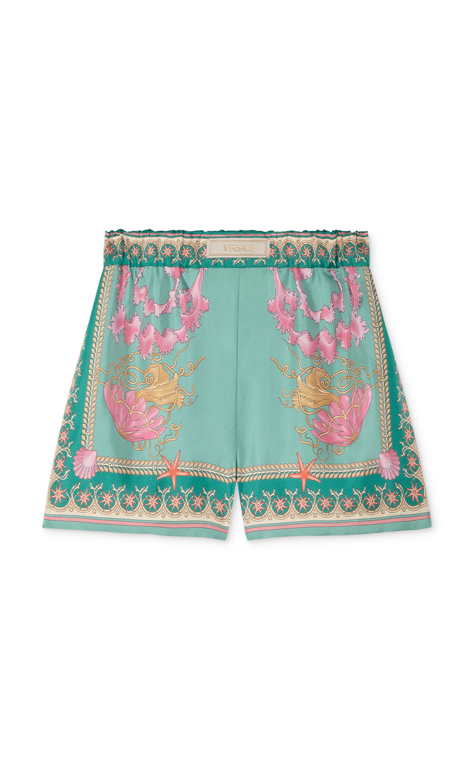 Versace La Vacanza Barocco-printed Silk Shorts