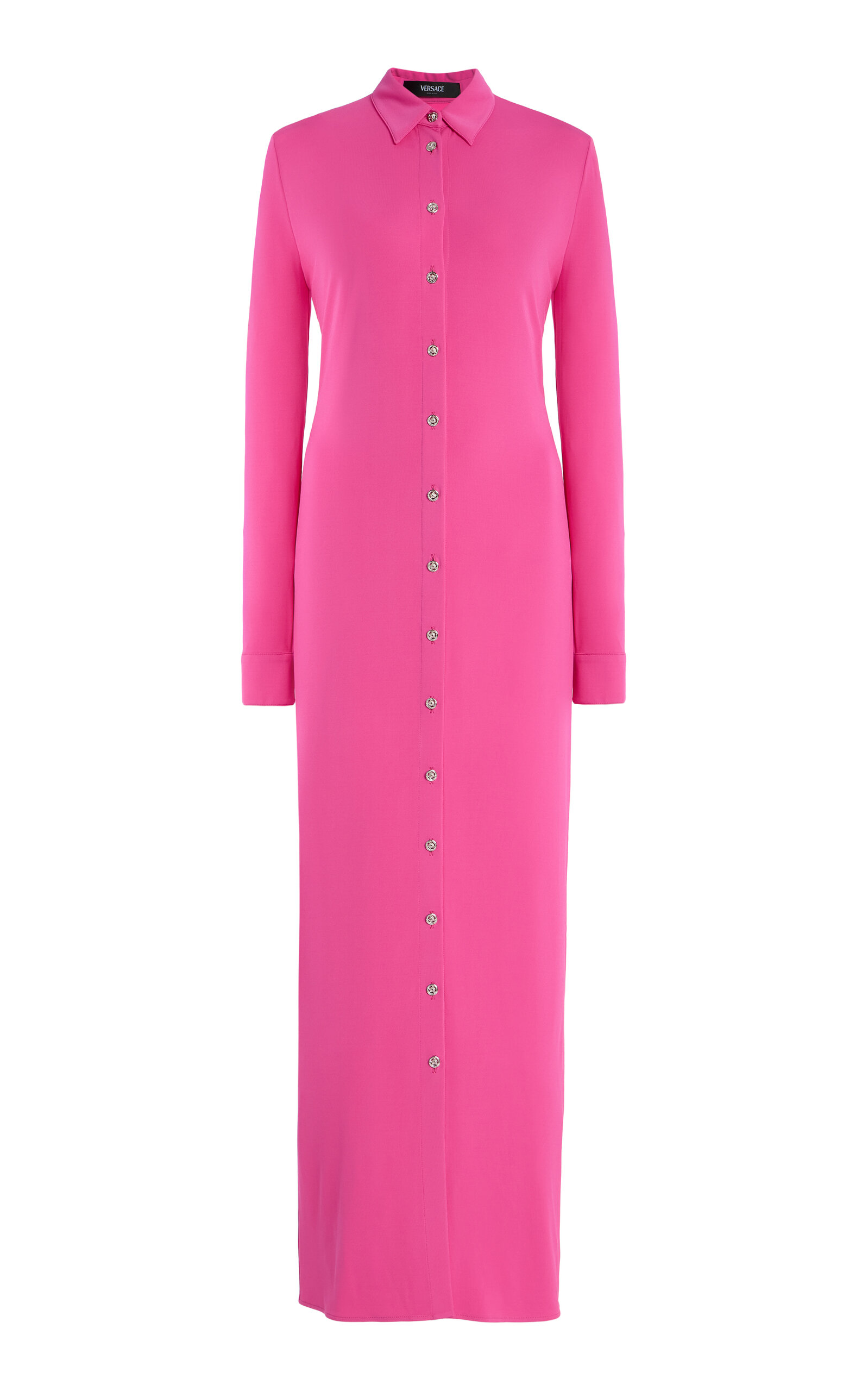 Versace La Vacanza Crepe-Jersey Maxi Shirt Dress - Pink