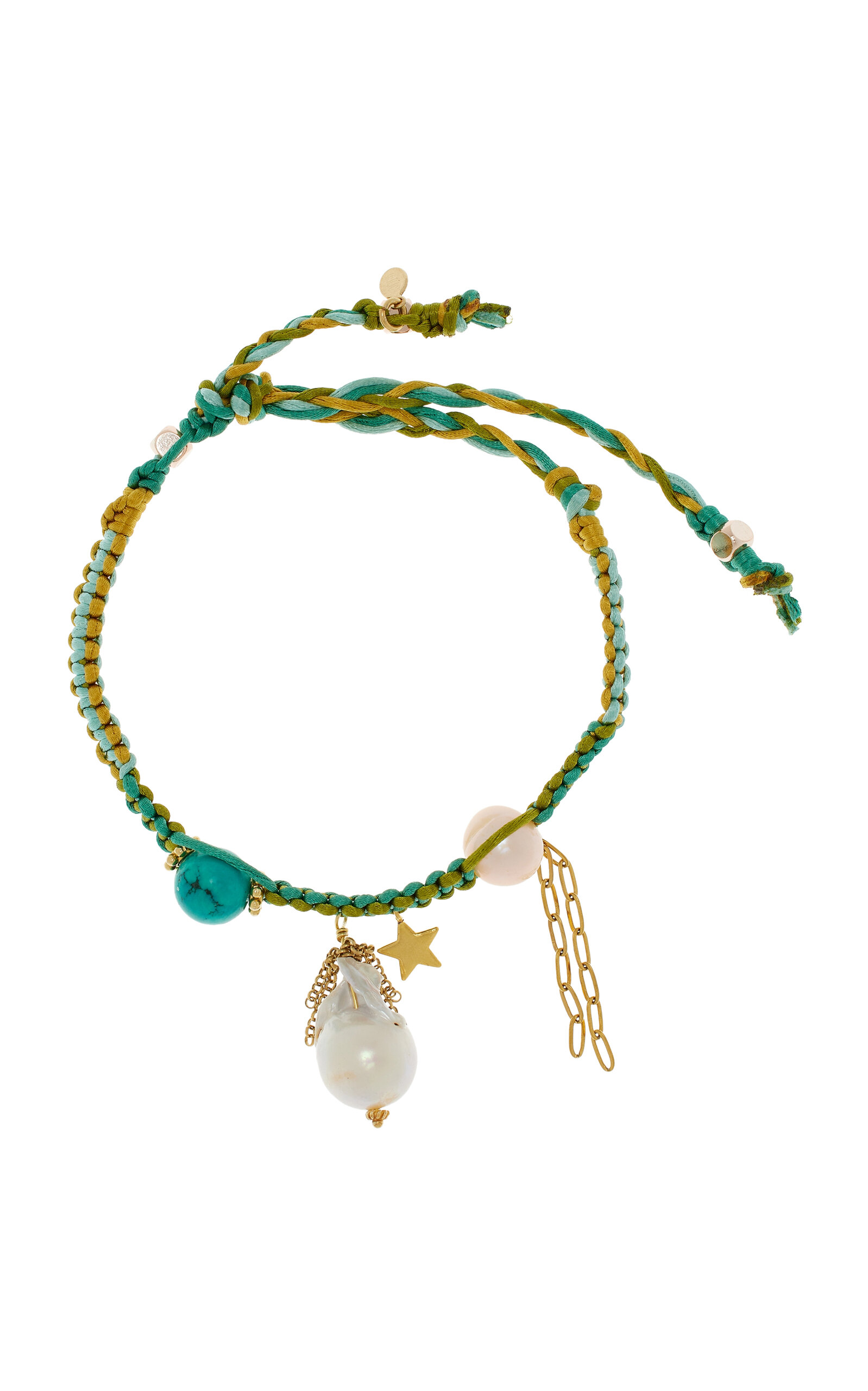 Mexican Dream 18K Yellow Gold Baroque Pearl Turquoise Anklet