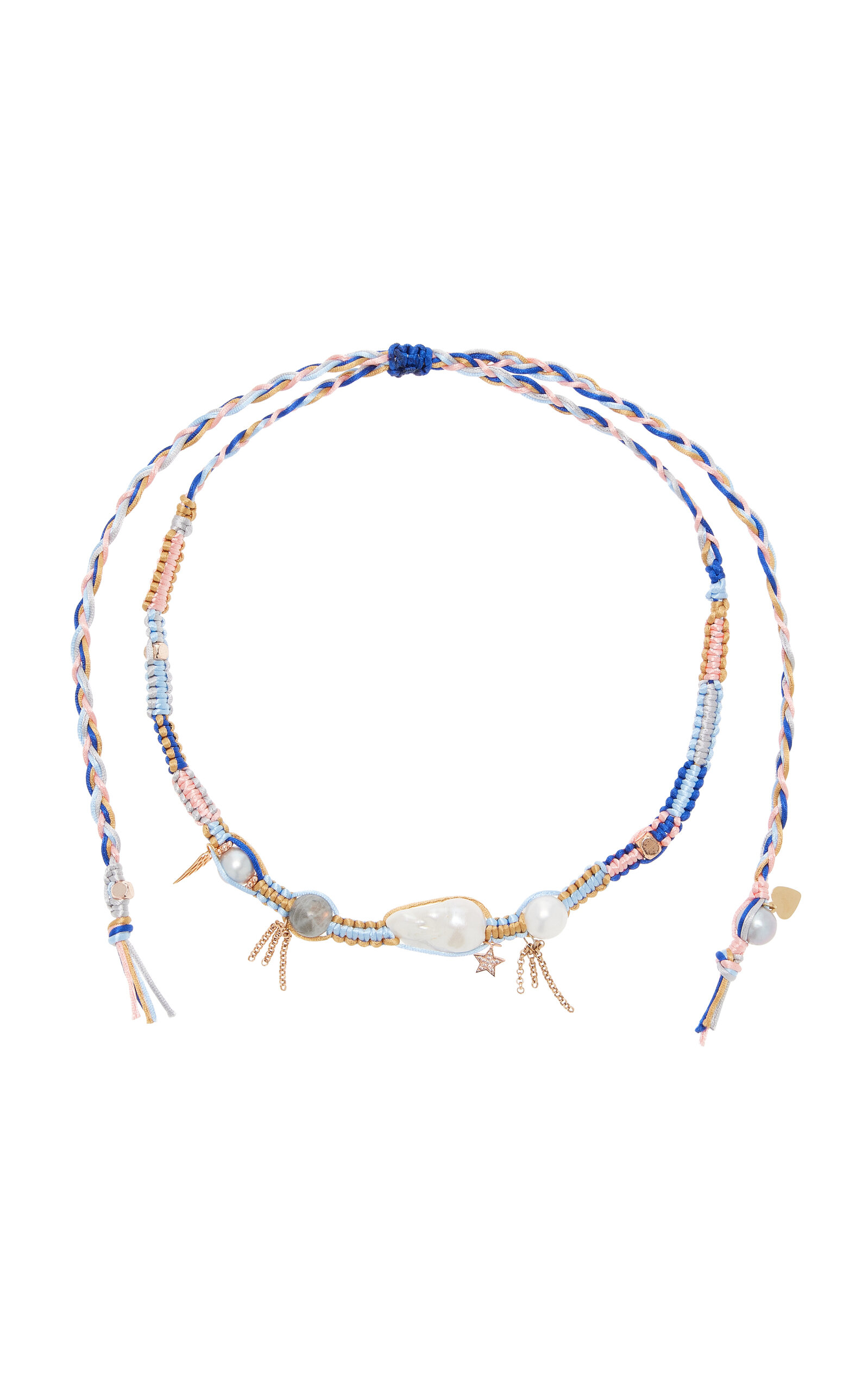 Summer Sky Angel Silk Pearl Rocker Necklace