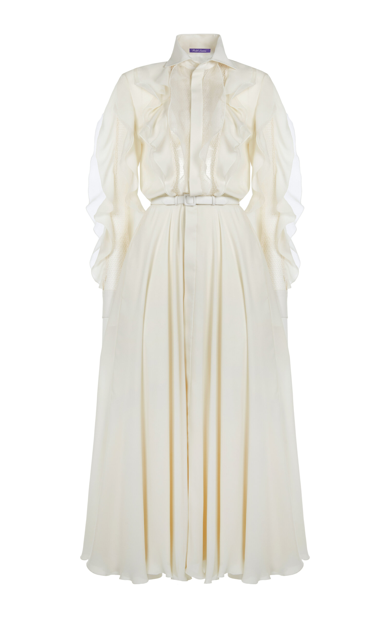 Ralph Lauren Melony Ruffled Silk Midi Dress - Ivory